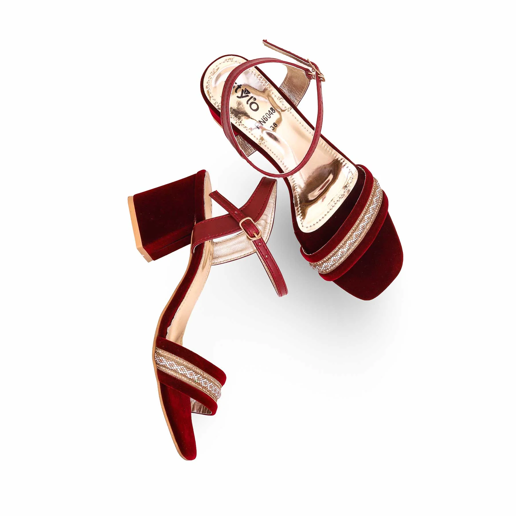 Maroon Fancy Sandal FN6048 - Image 5