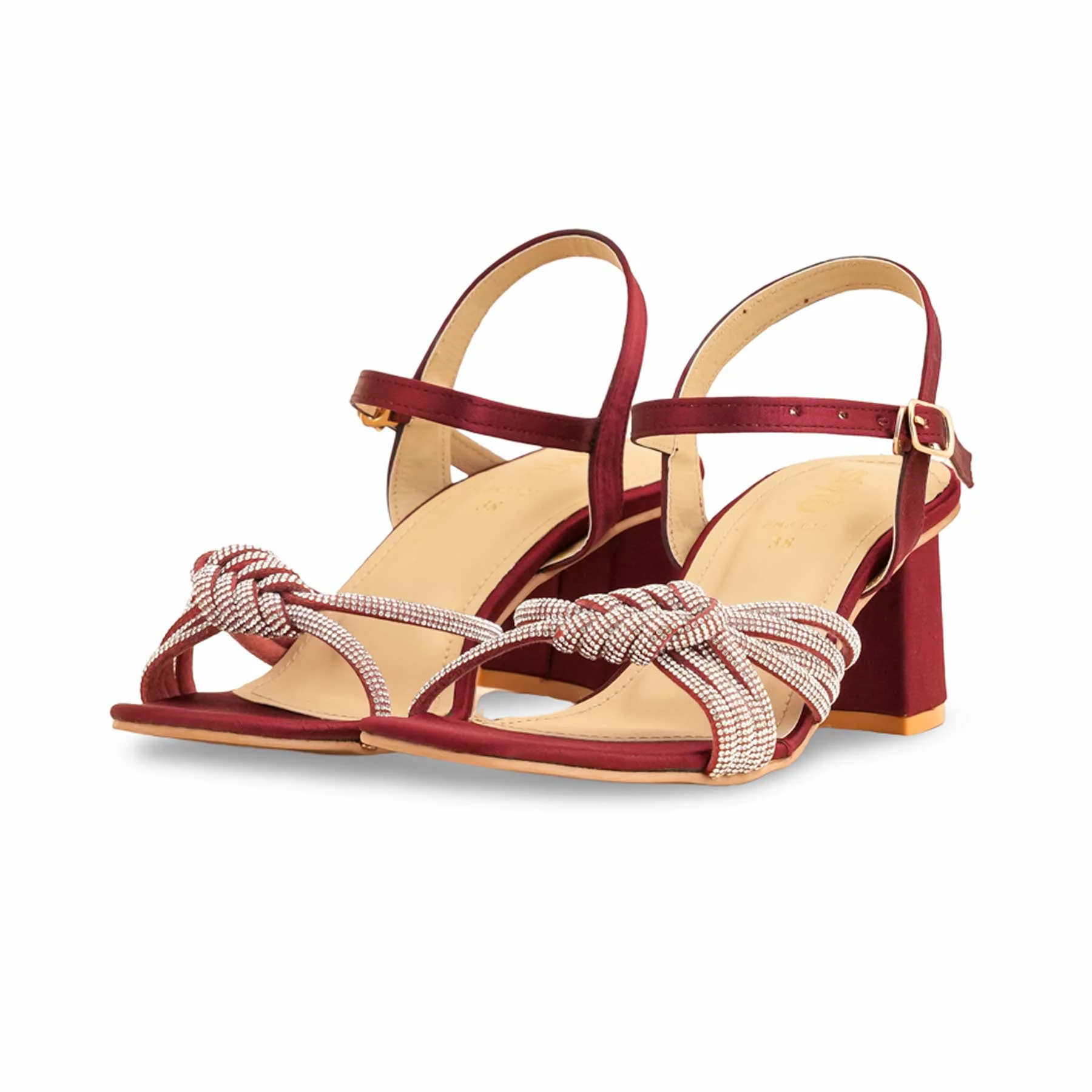 Maroon Fancy Sandal For Ladies FN6122 - Image 3