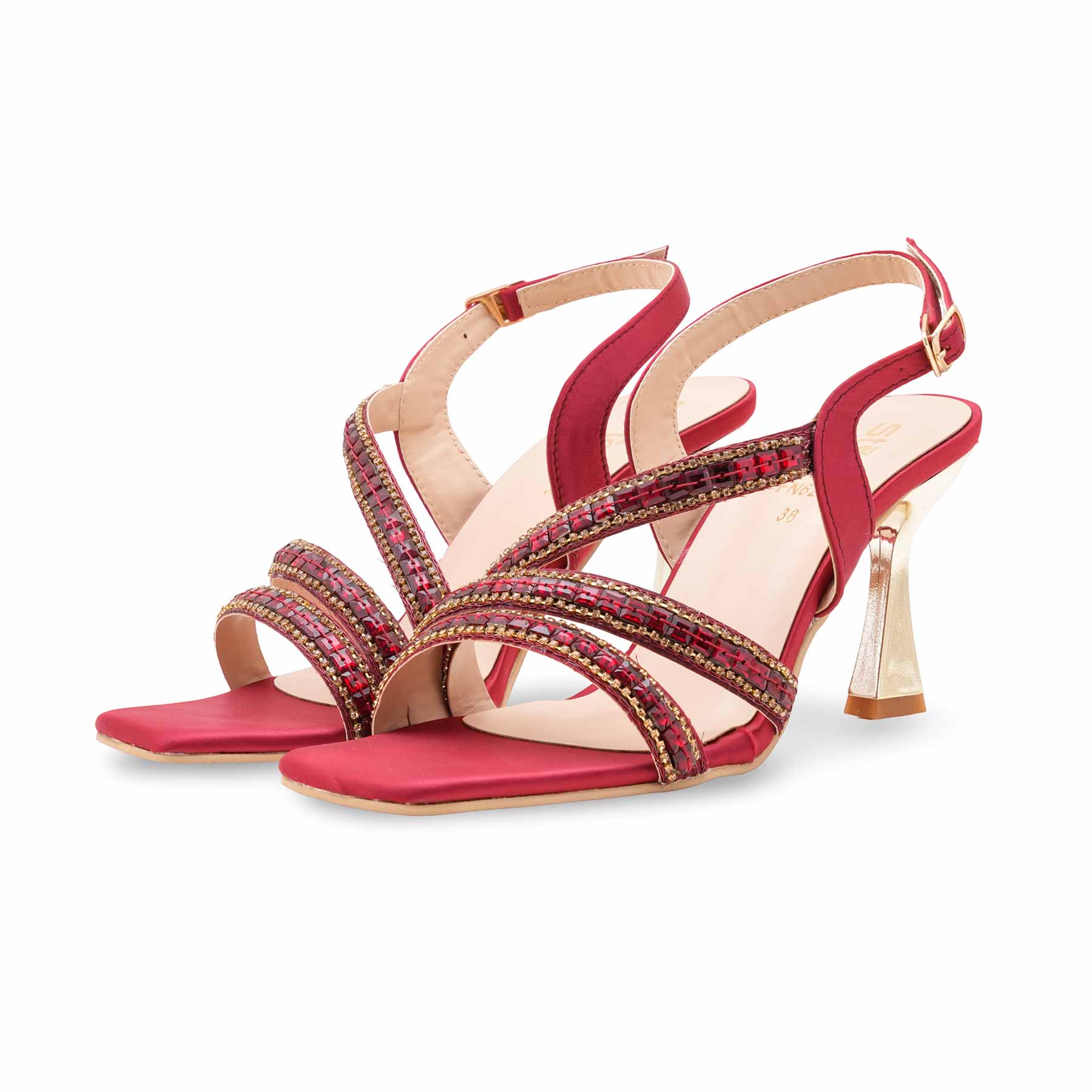 Maroon Fancy Sandal For Ladies FN6208 - Image 3
