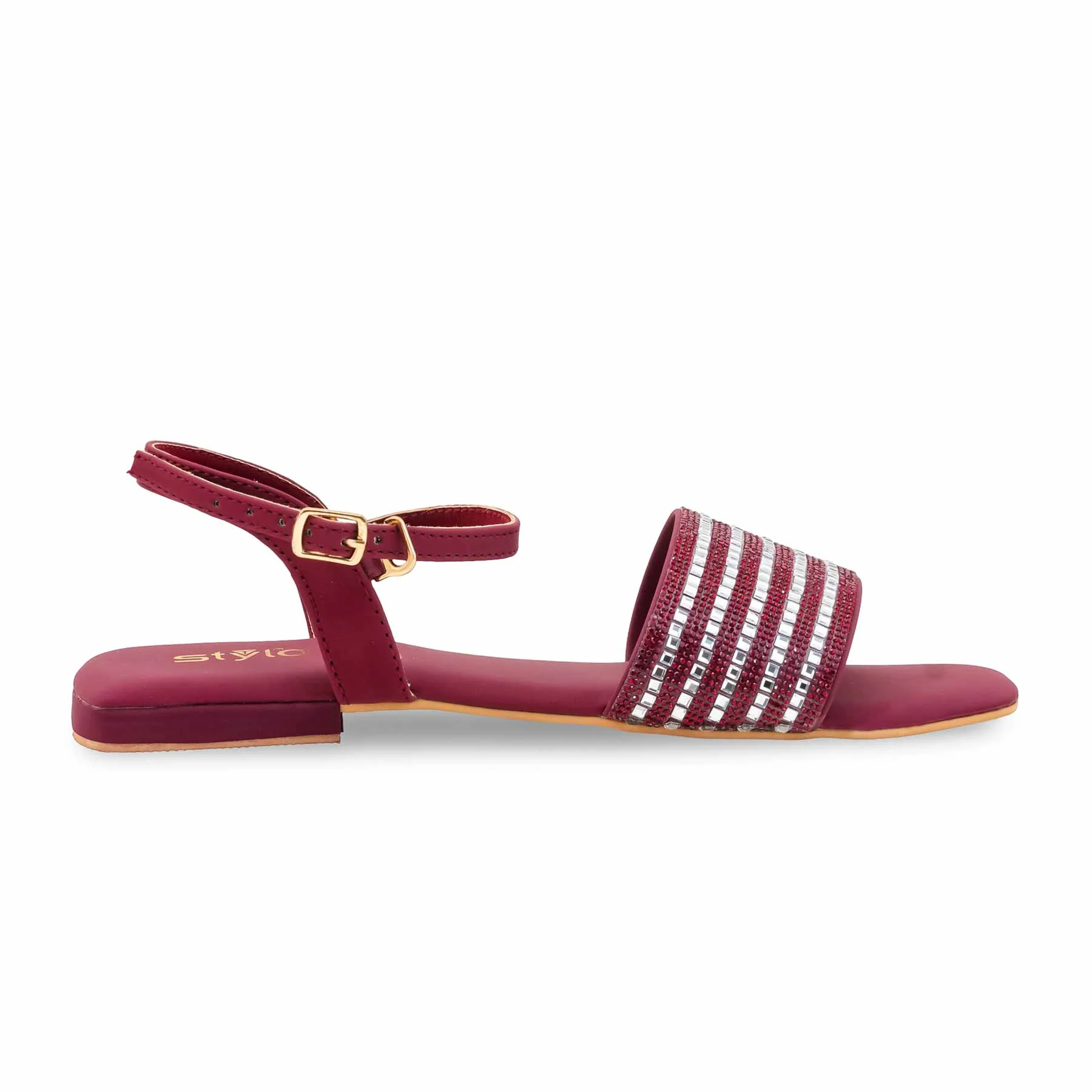 Maroon Fancy Sandal For Ladies FN6278 - Image 2
