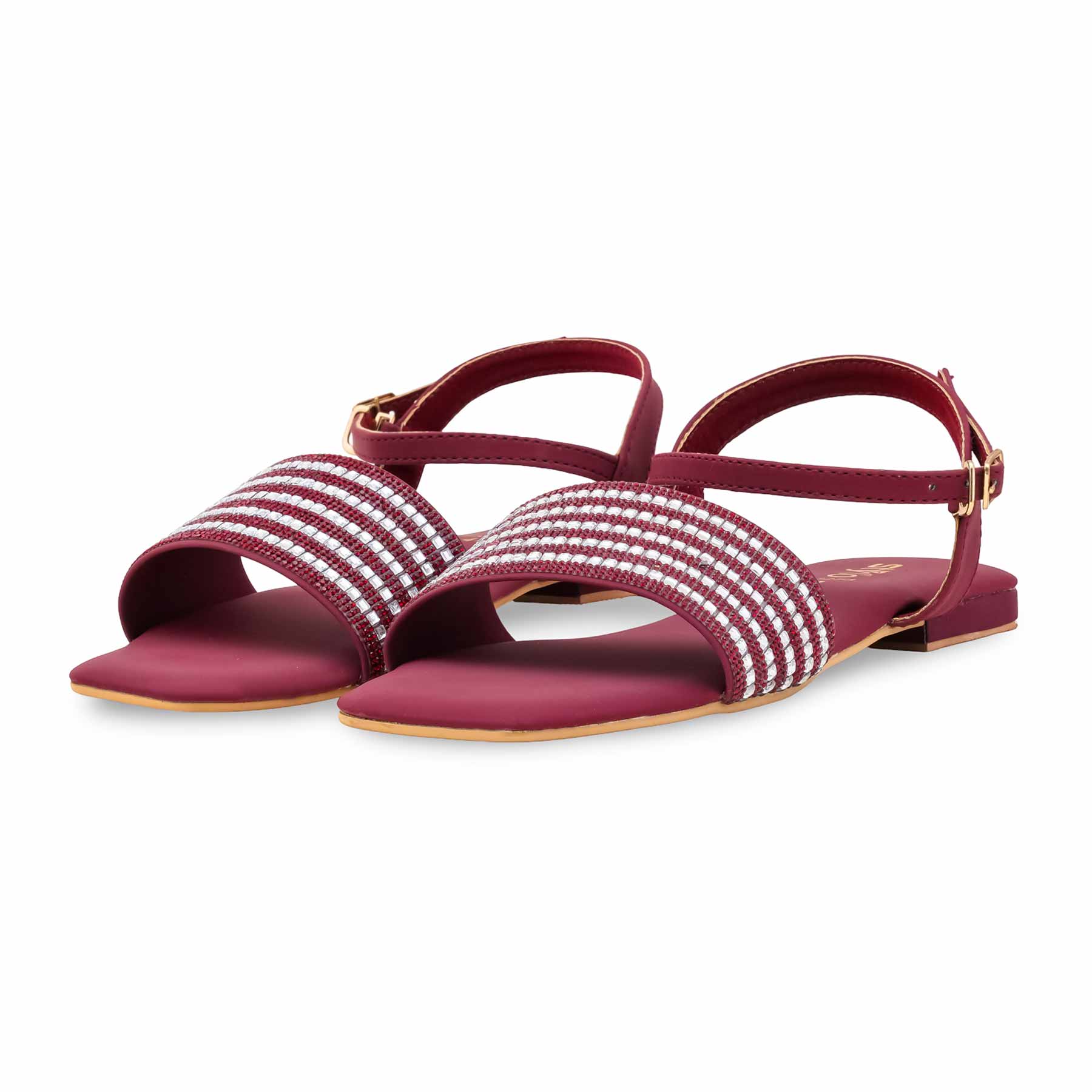 Maroon Fancy Sandal For Ladies FN6278 - Image 3