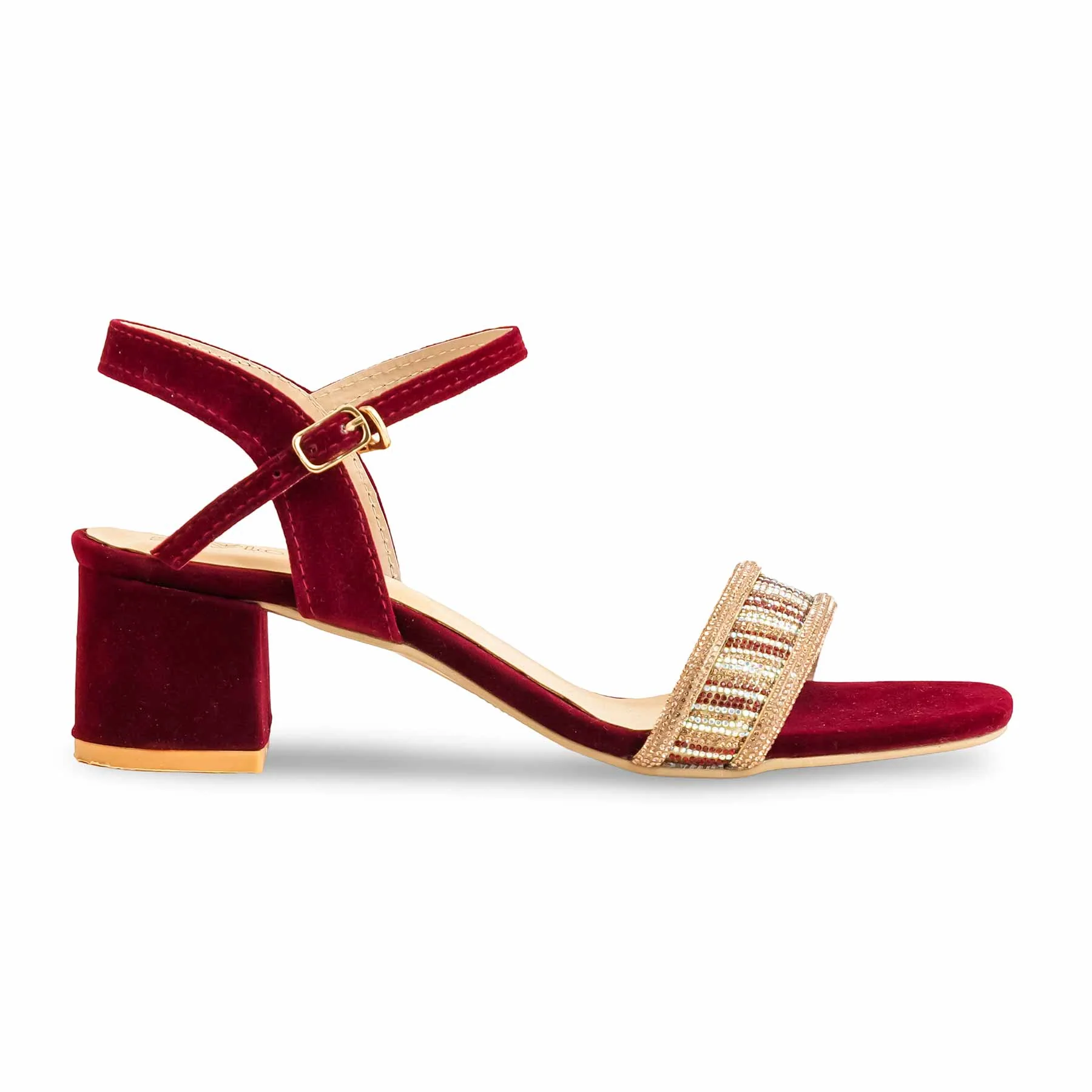 Maroon Fancy Sandal For Women FN6098 - Image 2
