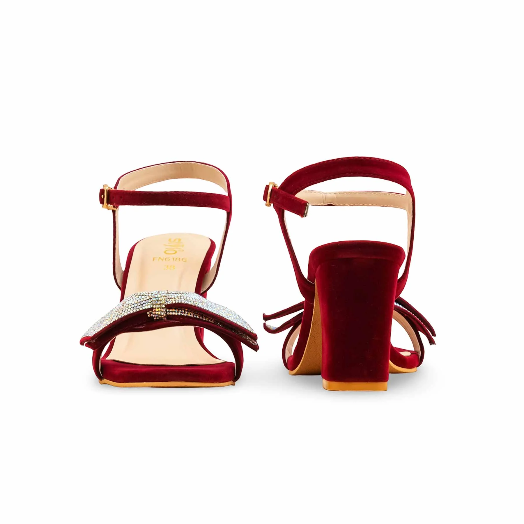 Maroon Fancy Sandal For Women FN6186 - Image 4
