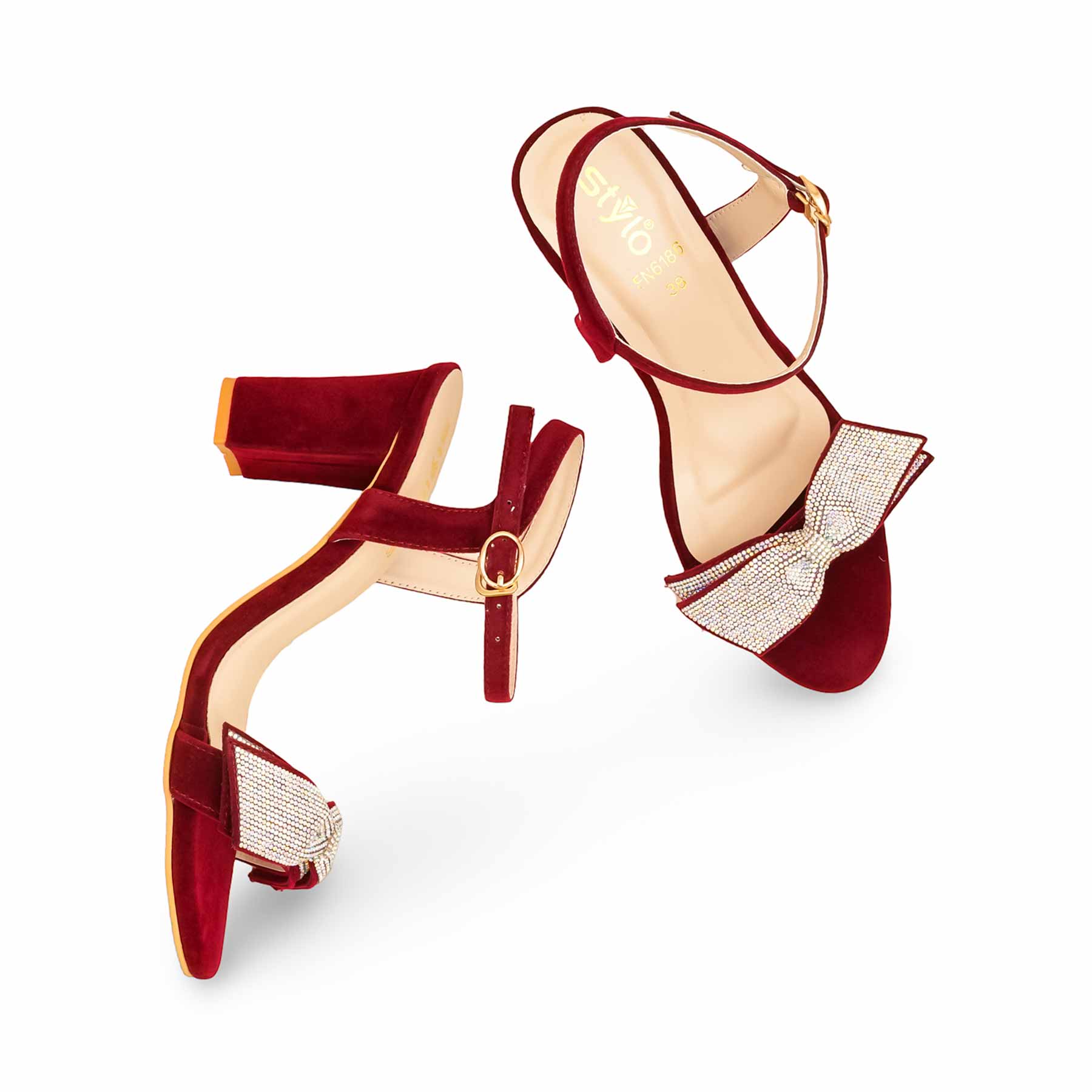 Maroon Fancy Sandal For Women FN6186 - Image 5