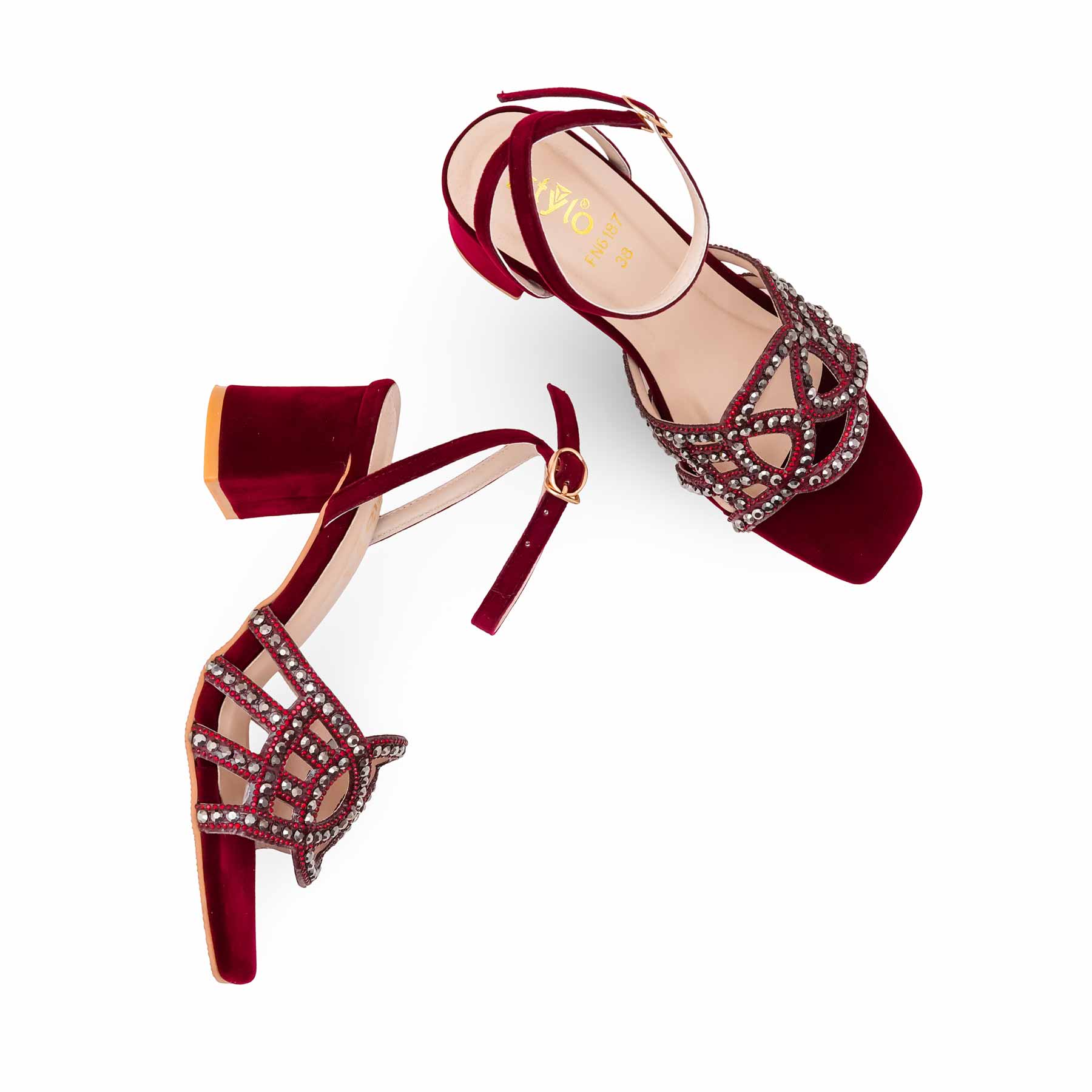 Maroon Fancy Sandal For Women FN6187 - Image 5
