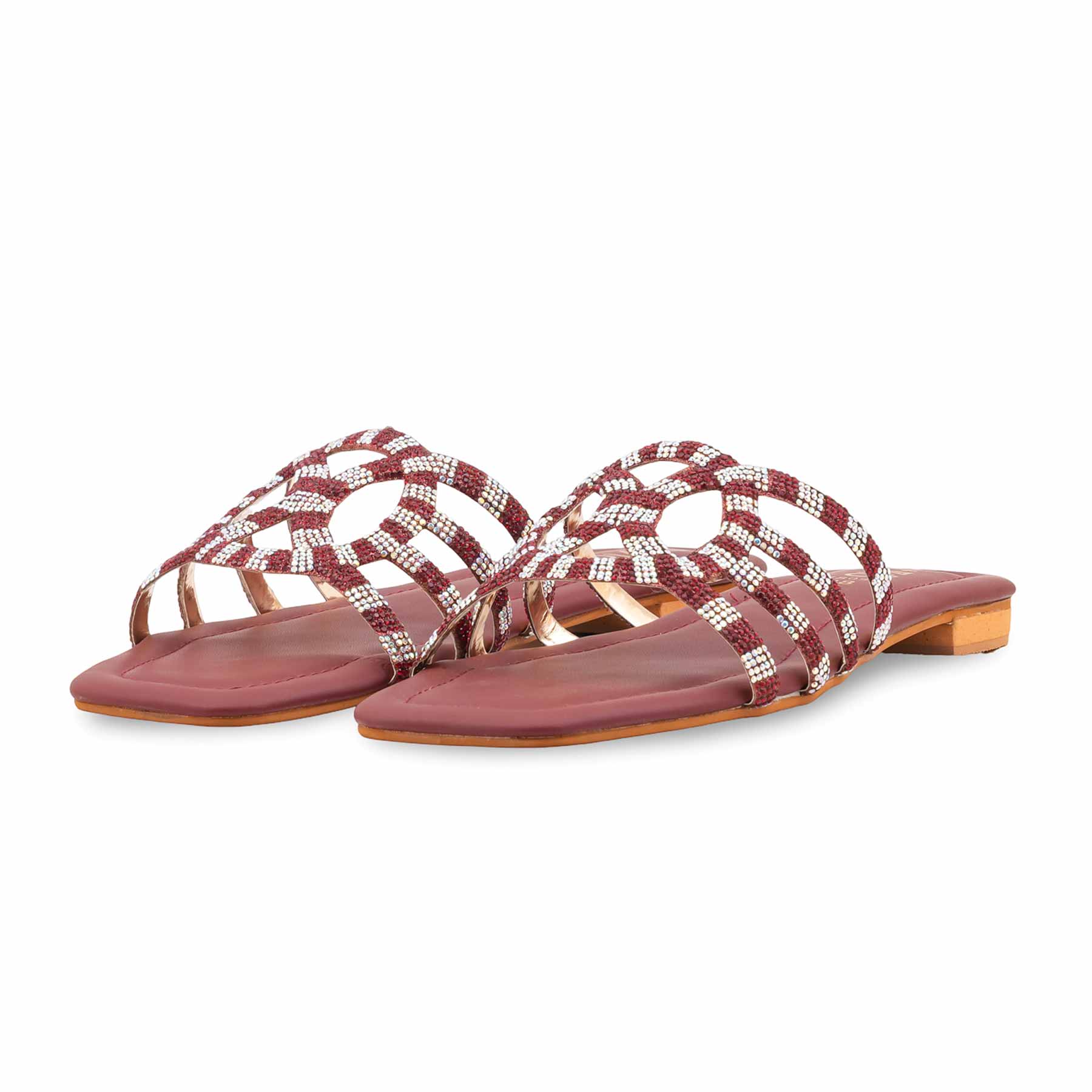 Maroon Fancy Slipper For Ladies FN8090 - Image 3