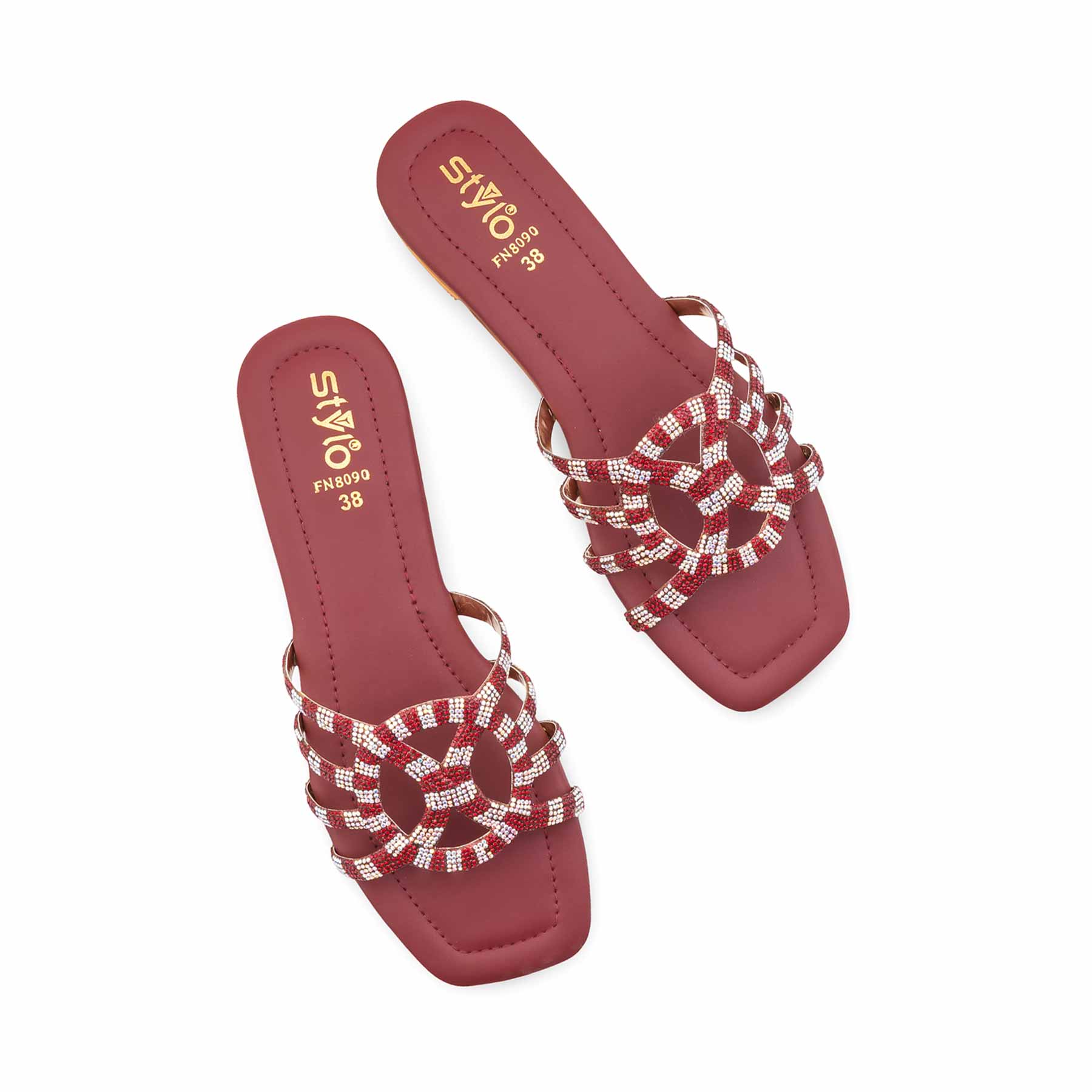 Maroon Fancy Slipper For Ladies FN8090 - Image 5