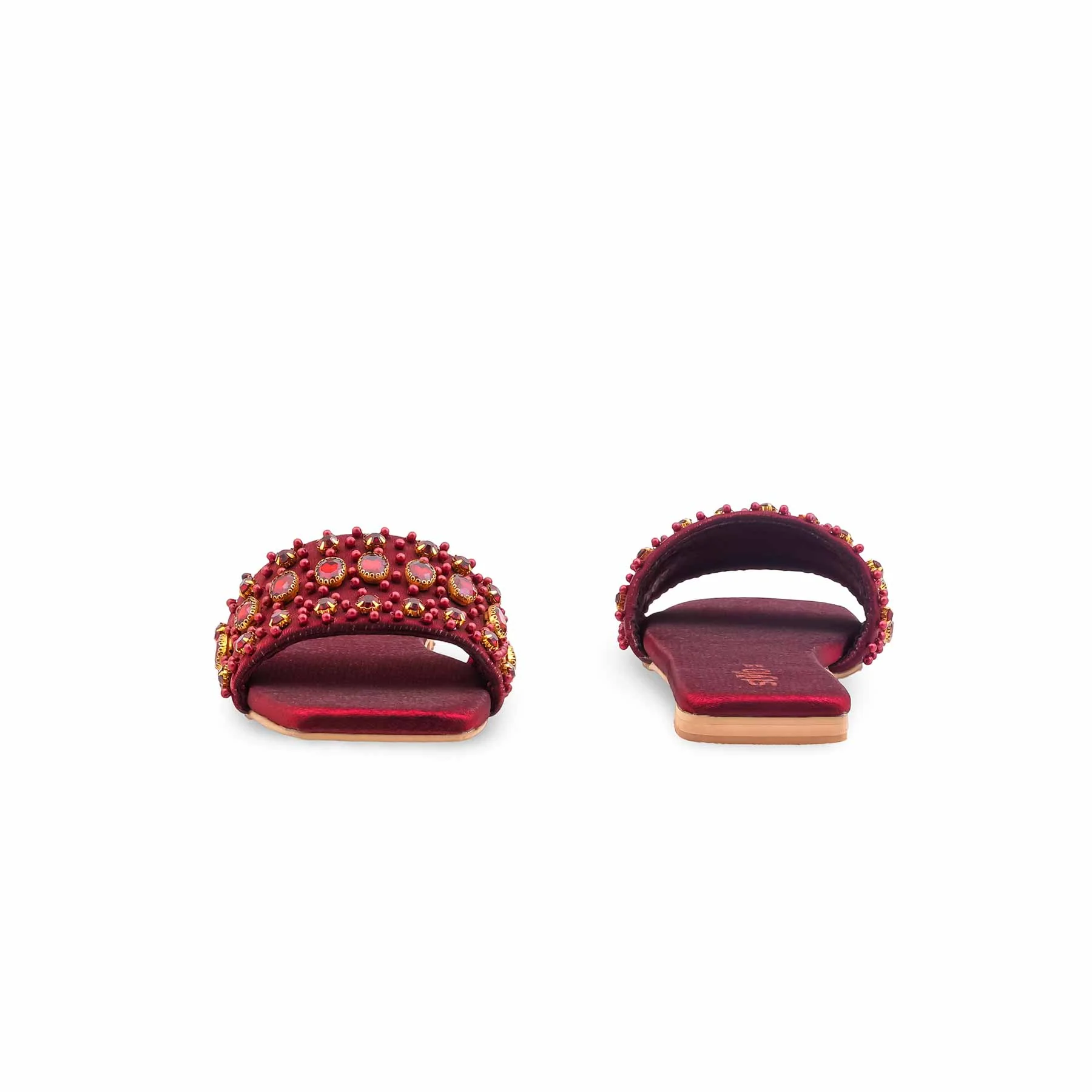 Maroon Fancy Slipper For Women EC0243 - Image 4