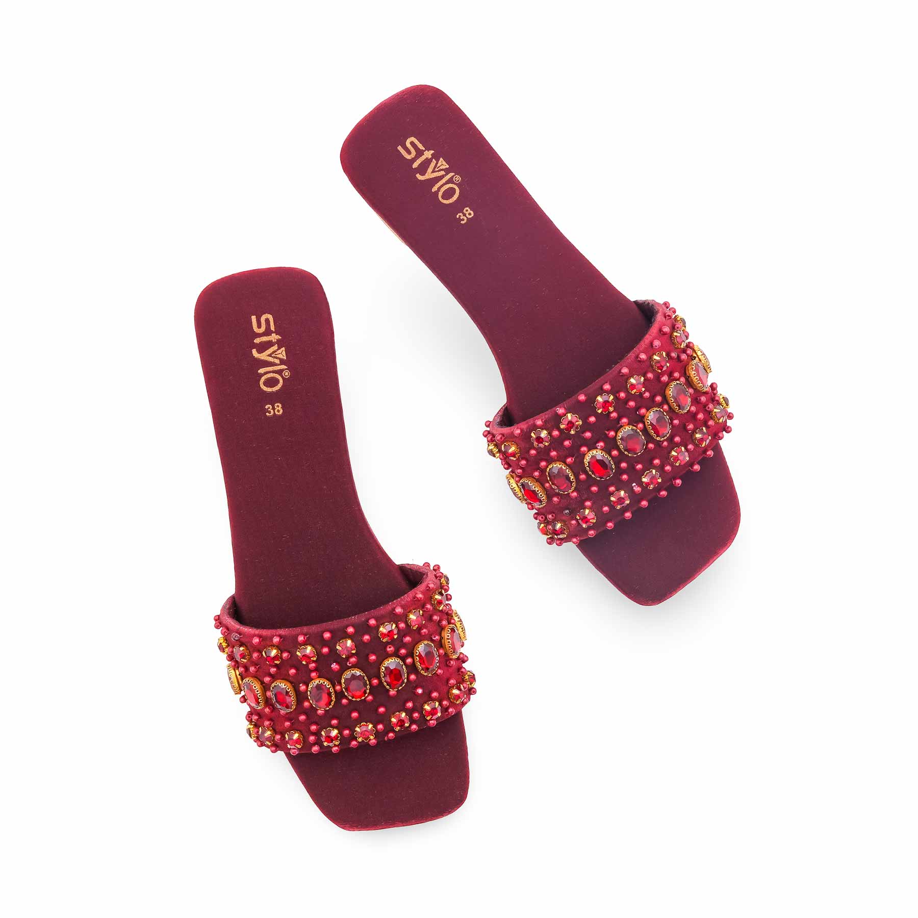 Maroon Fancy Slipper For Women EC0243 - Image 5