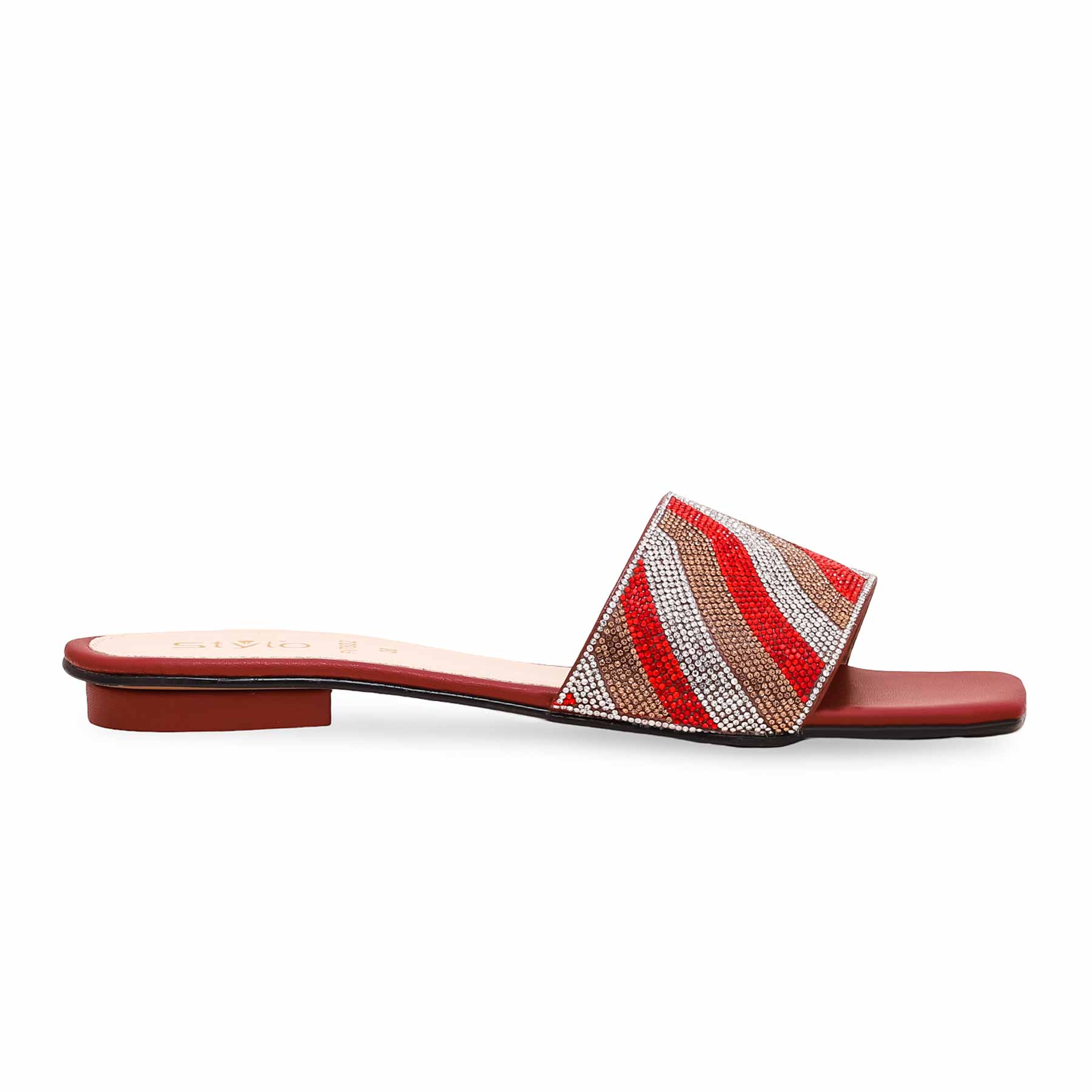 Maroon Fancy Slipper For Women FN7802 - Image 2