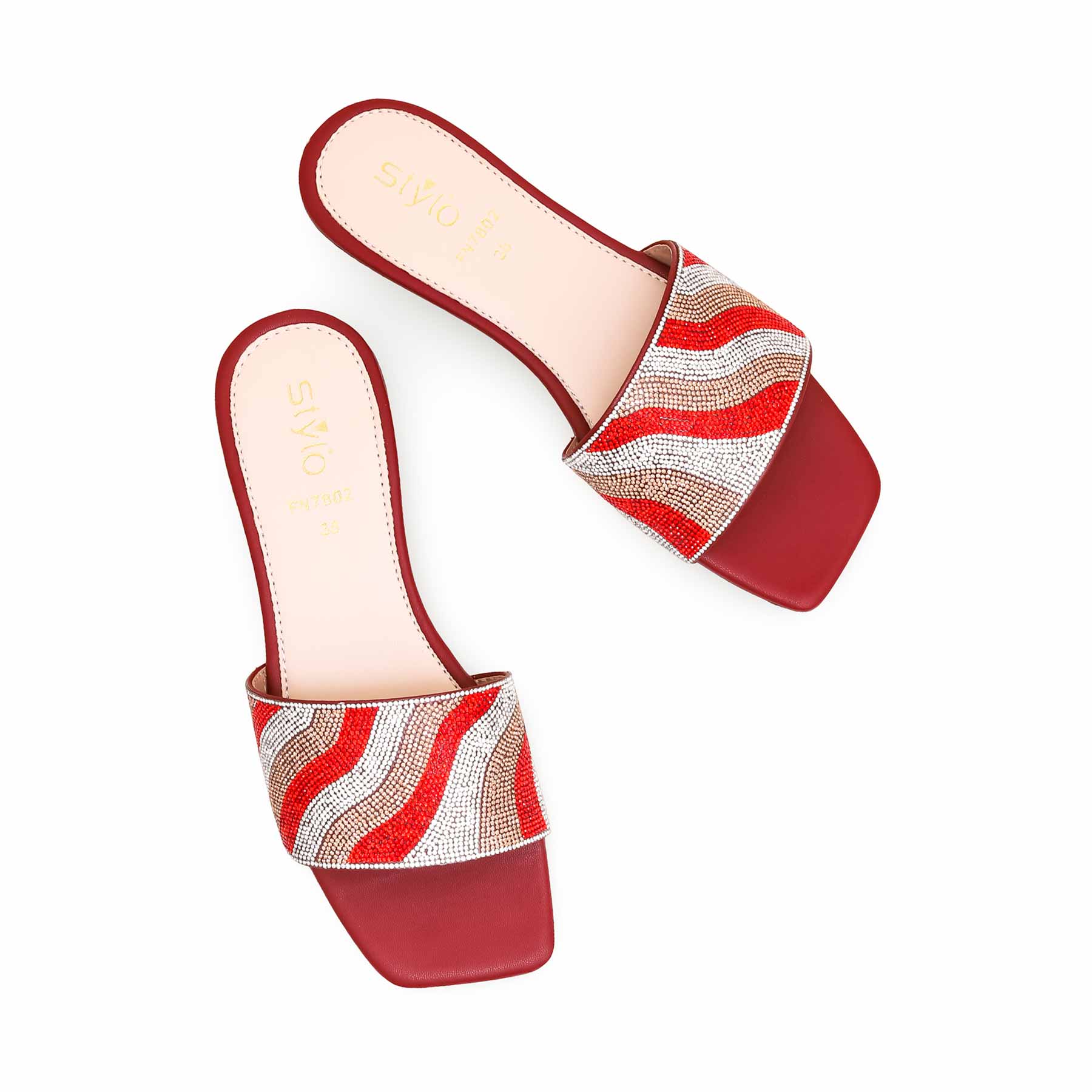 Maroon Fancy Slipper For Women FN7802 - Image 5