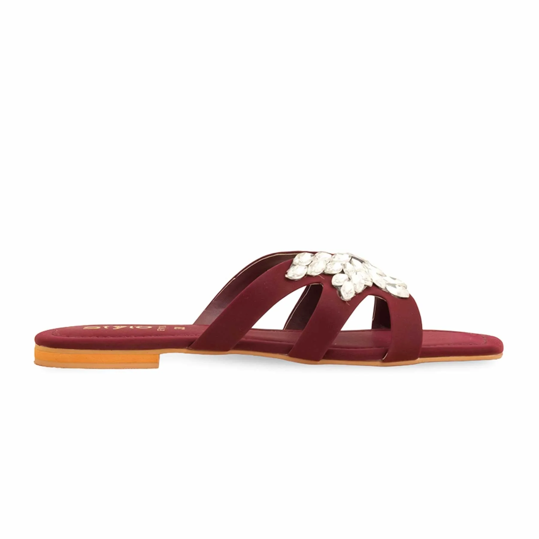 Maroon Fancy Slipper For Women FN7900 - Image 2
