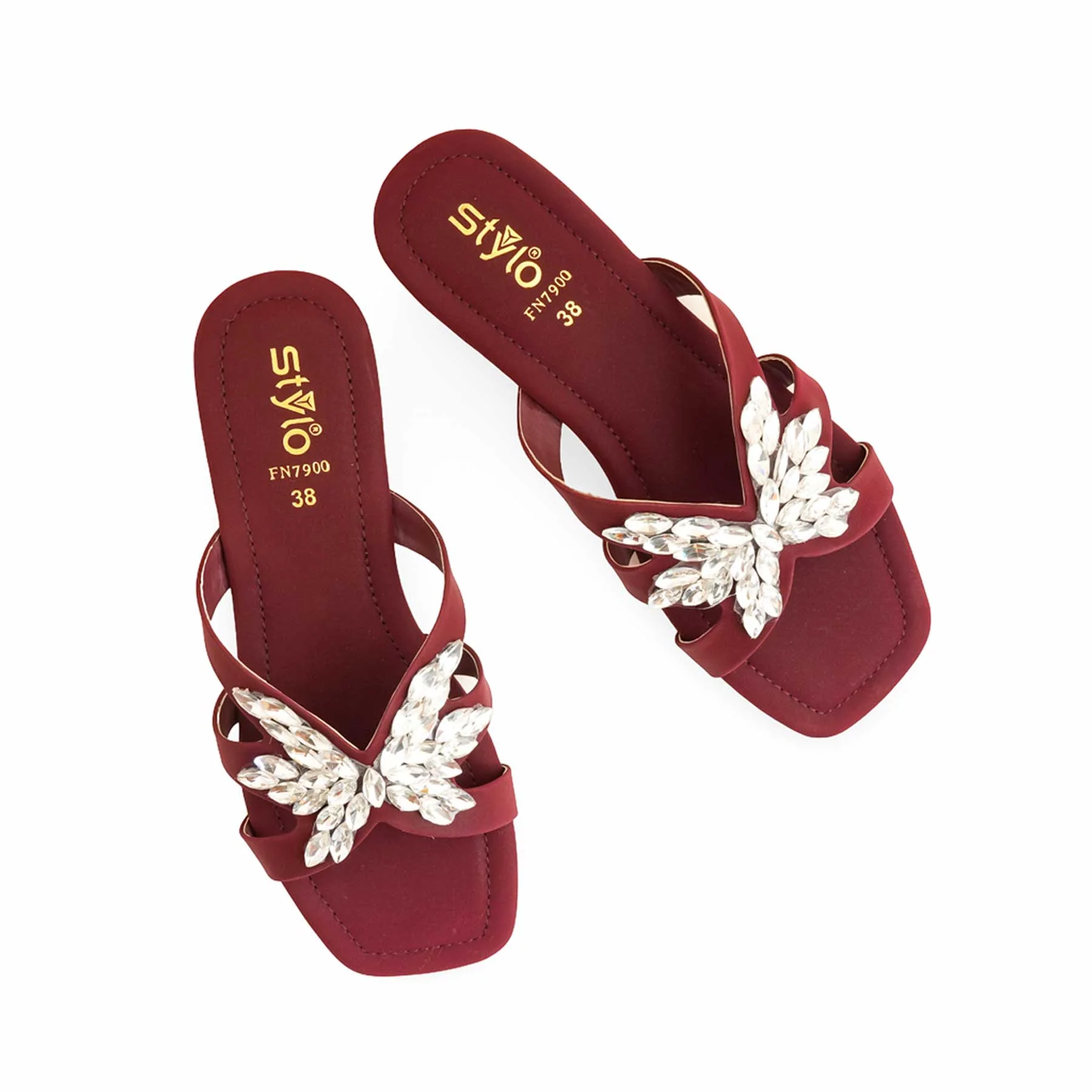 Maroon Fancy Slipper For Women FN7900 - Image 5