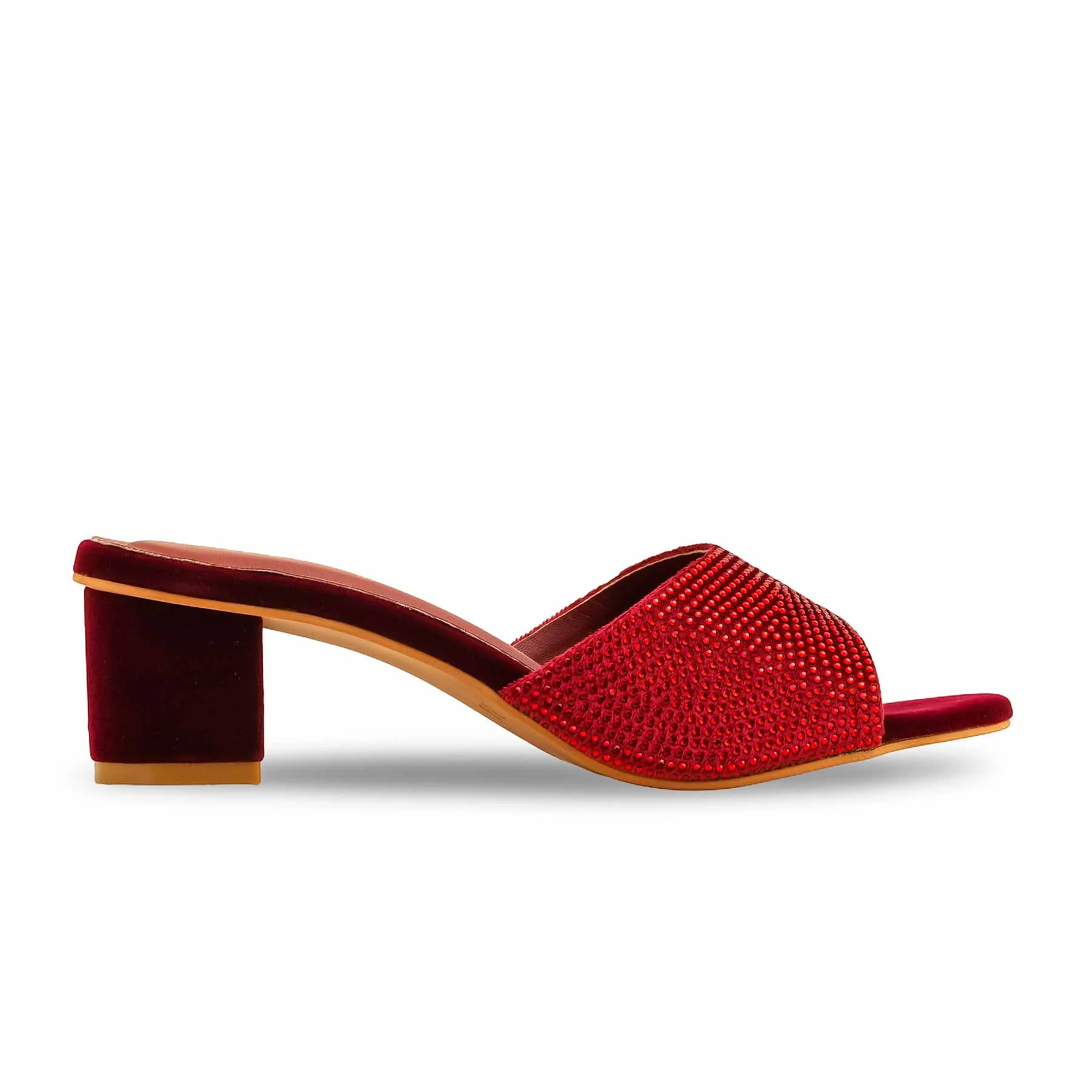 Maroon Fancy Slipper For Women FN7959 - Image 2