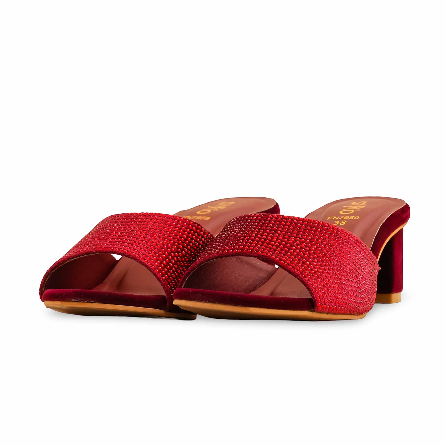 Maroon Fancy Slipper For Women FN7959 - Image 3