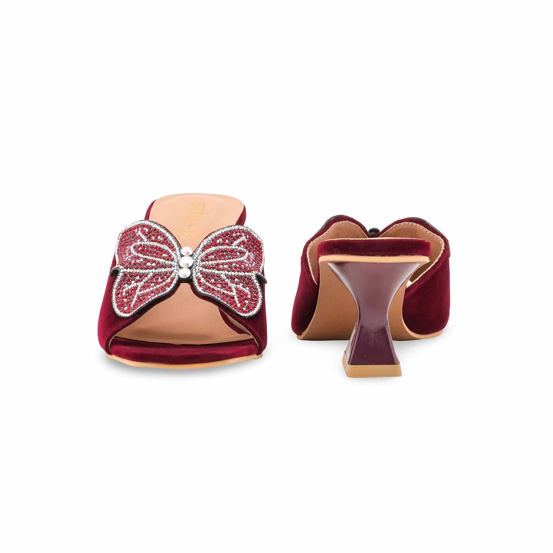 Maroon Fancy Slipper For Women FN7974 - Image 5