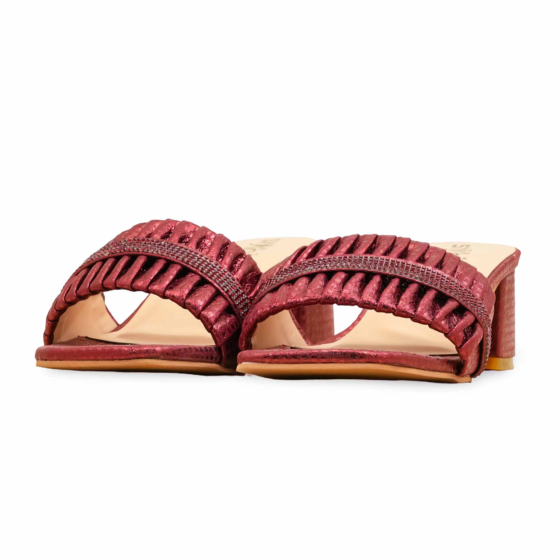 Maroon Fancy Slipper For Women FN8015 - Image 3