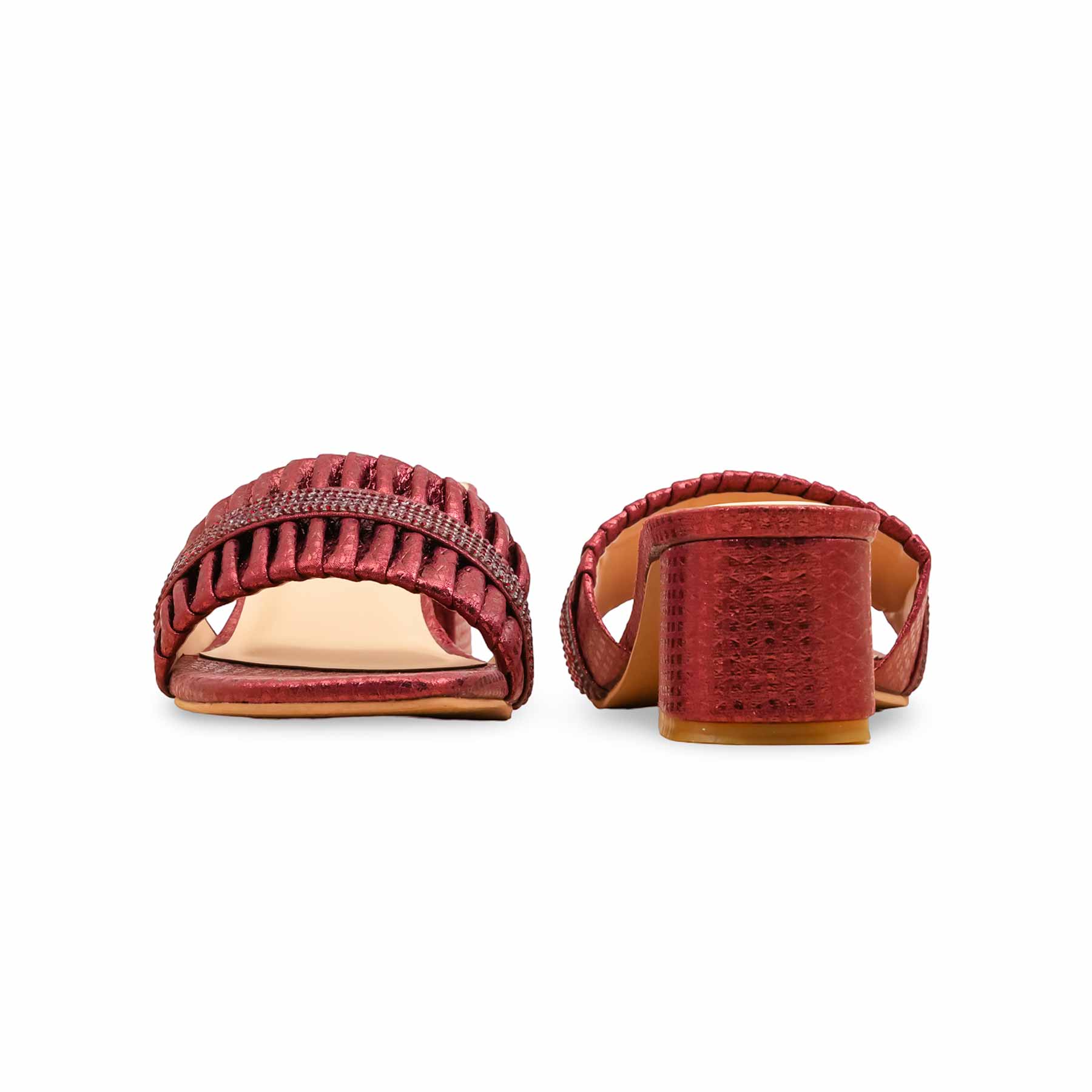 Maroon Fancy Slipper For Women FN8015 - Image 4
