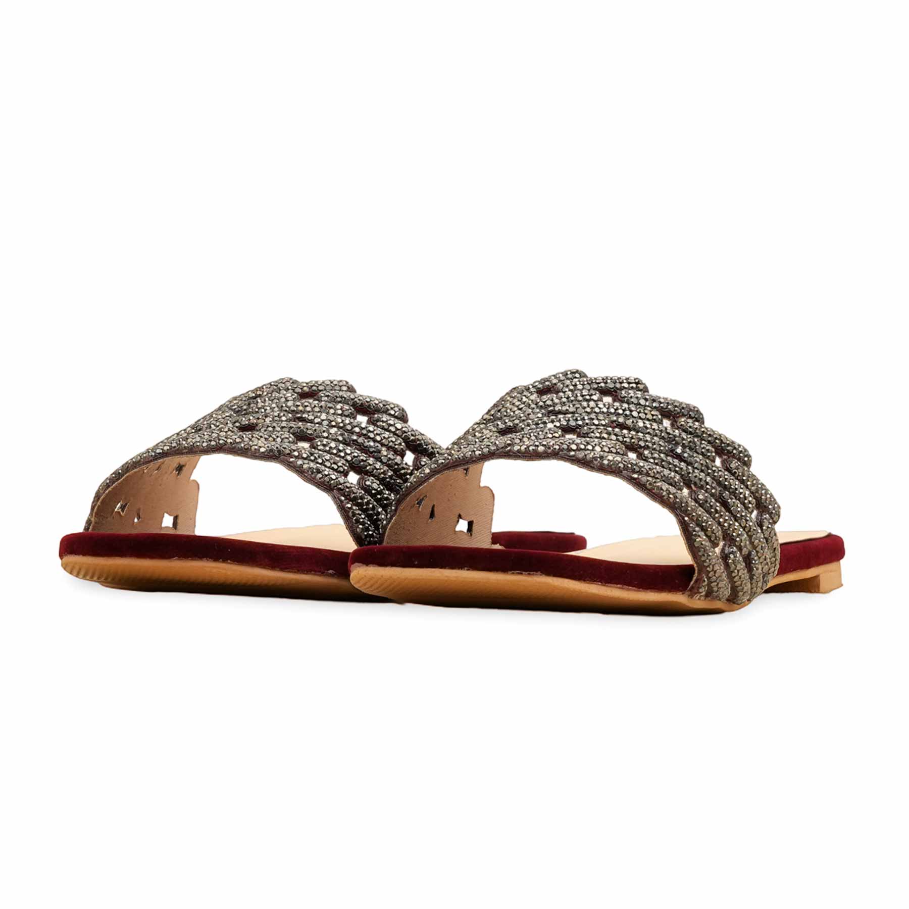 Maroon Fancy Slipper For Women FN8039 - Image 3