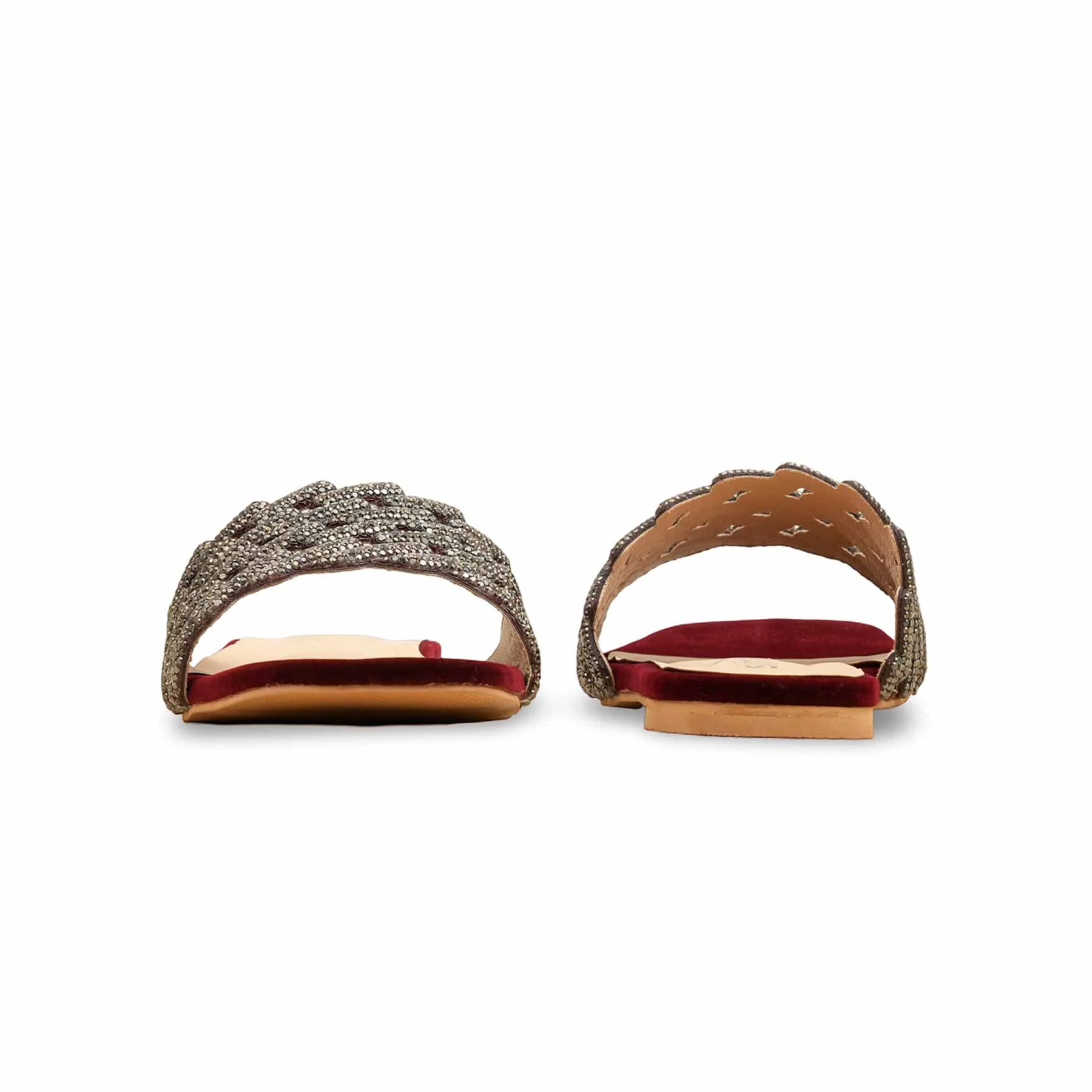 Maroon Fancy Slipper For Women FN8039 - Image 4