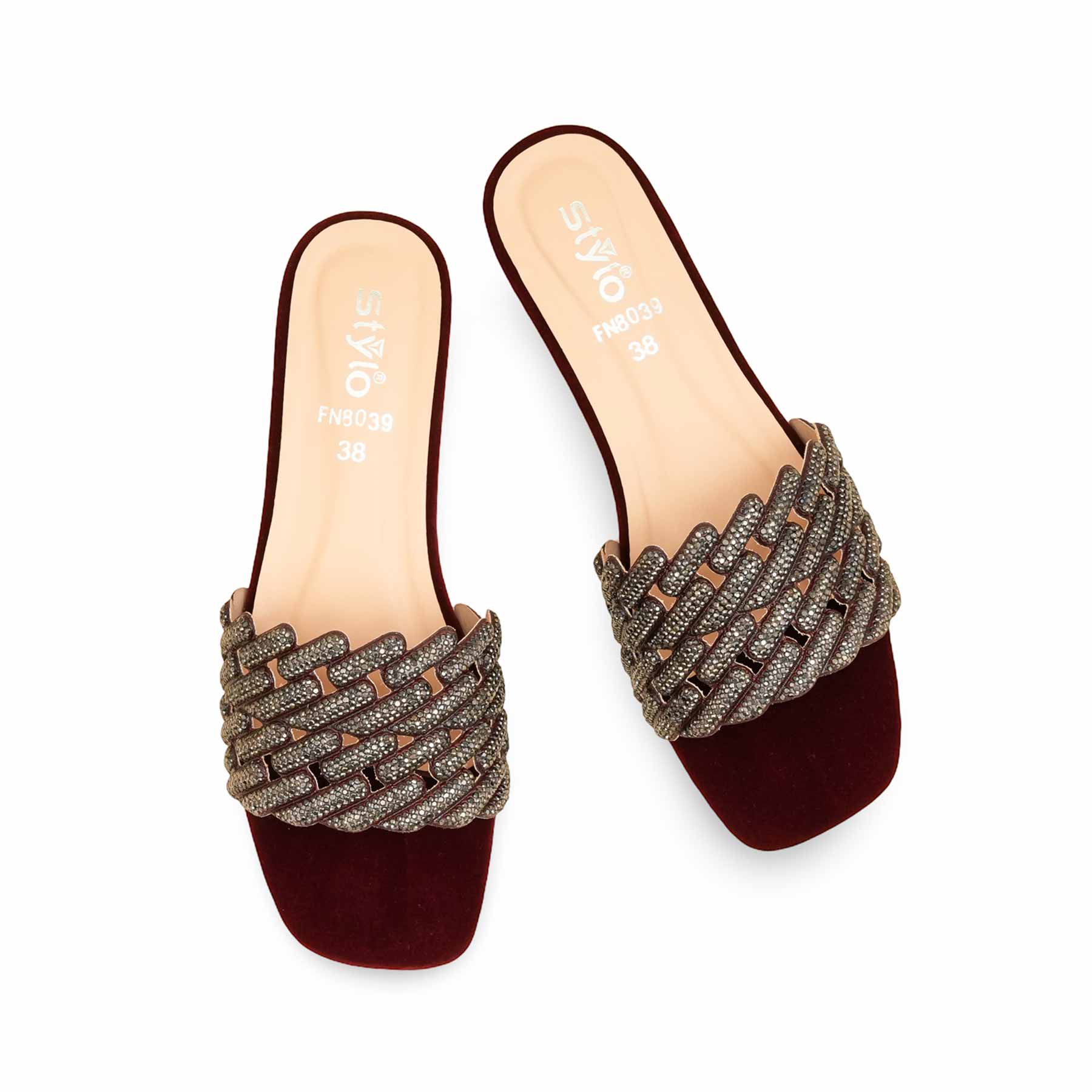 Maroon Fancy Slipper For Women FN8039 - Image 5