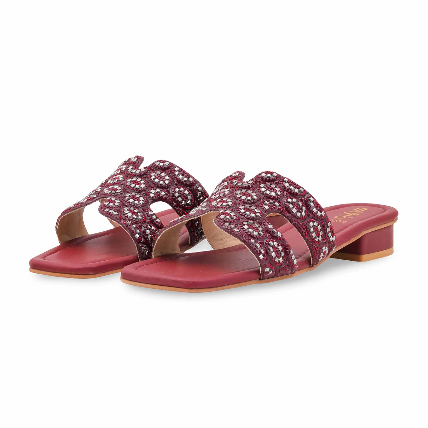 Maroon Fancy Slipper For Women FN8064 - Image 3