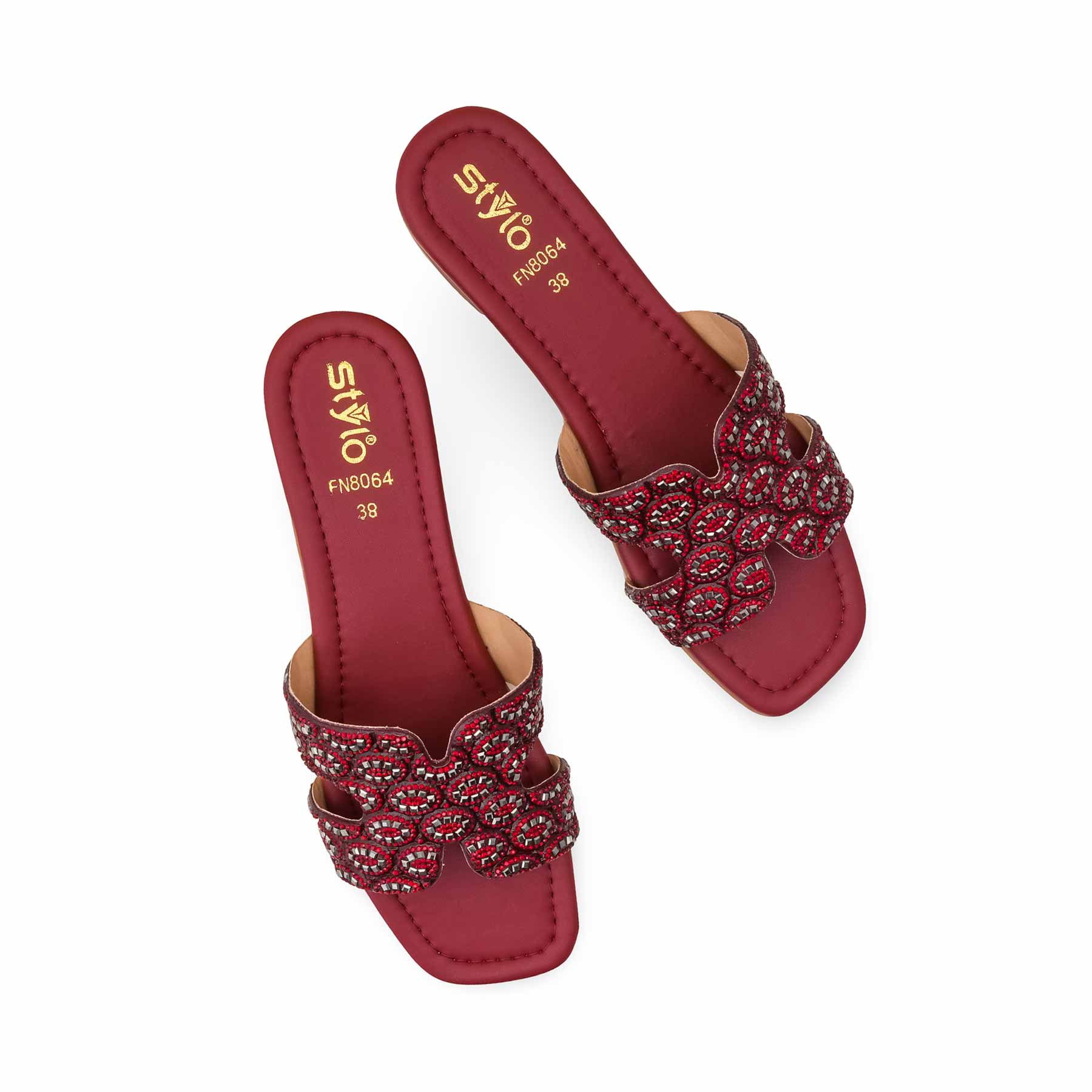 Maroon Fancy Slipper For Women FN8064 - Image 5