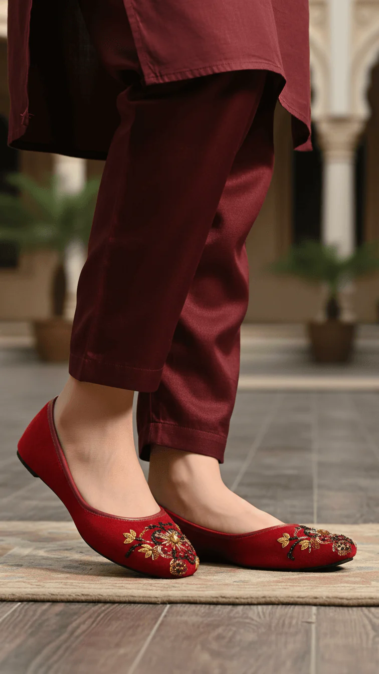 Maroon Fancy Women Khussa EC8558