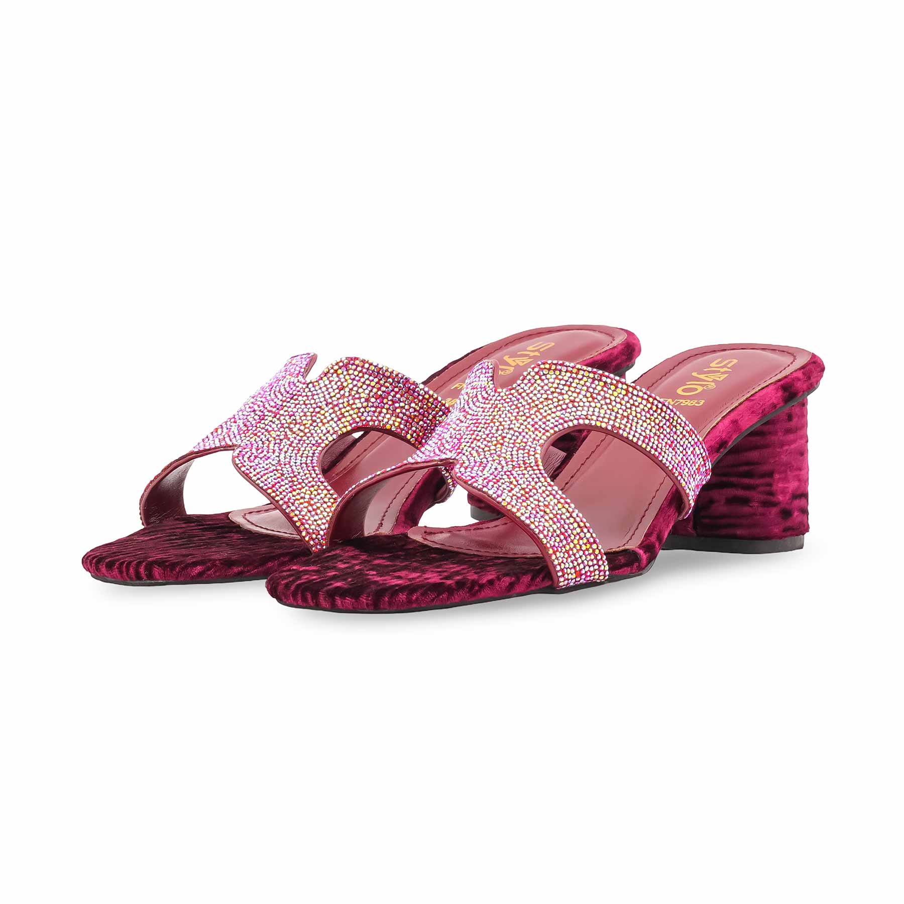 Maroon Fancy Women Slipper FN7983 - Image 3