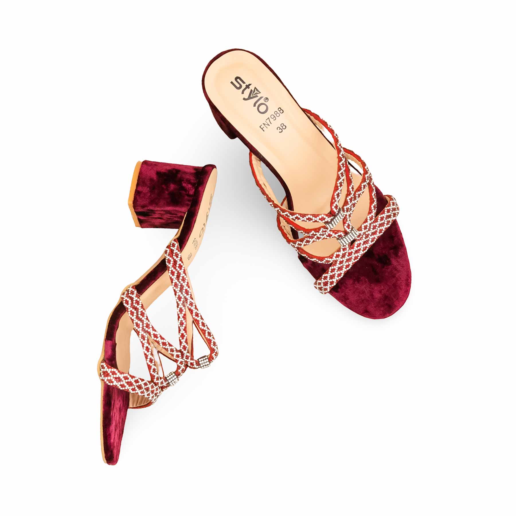 Maroon Fancy Women Slipper FN7988 - Image 5