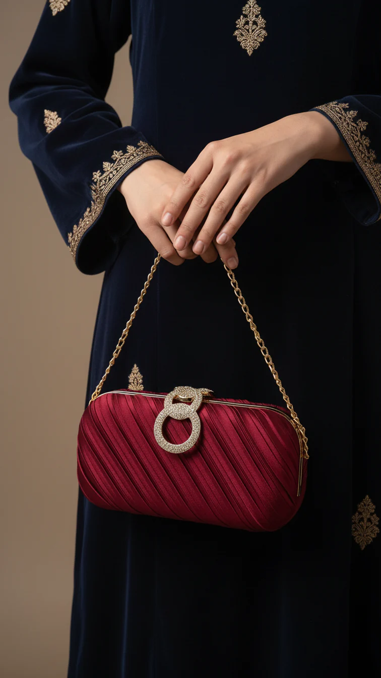 Maroon Formal Clutch For Ladies P24440