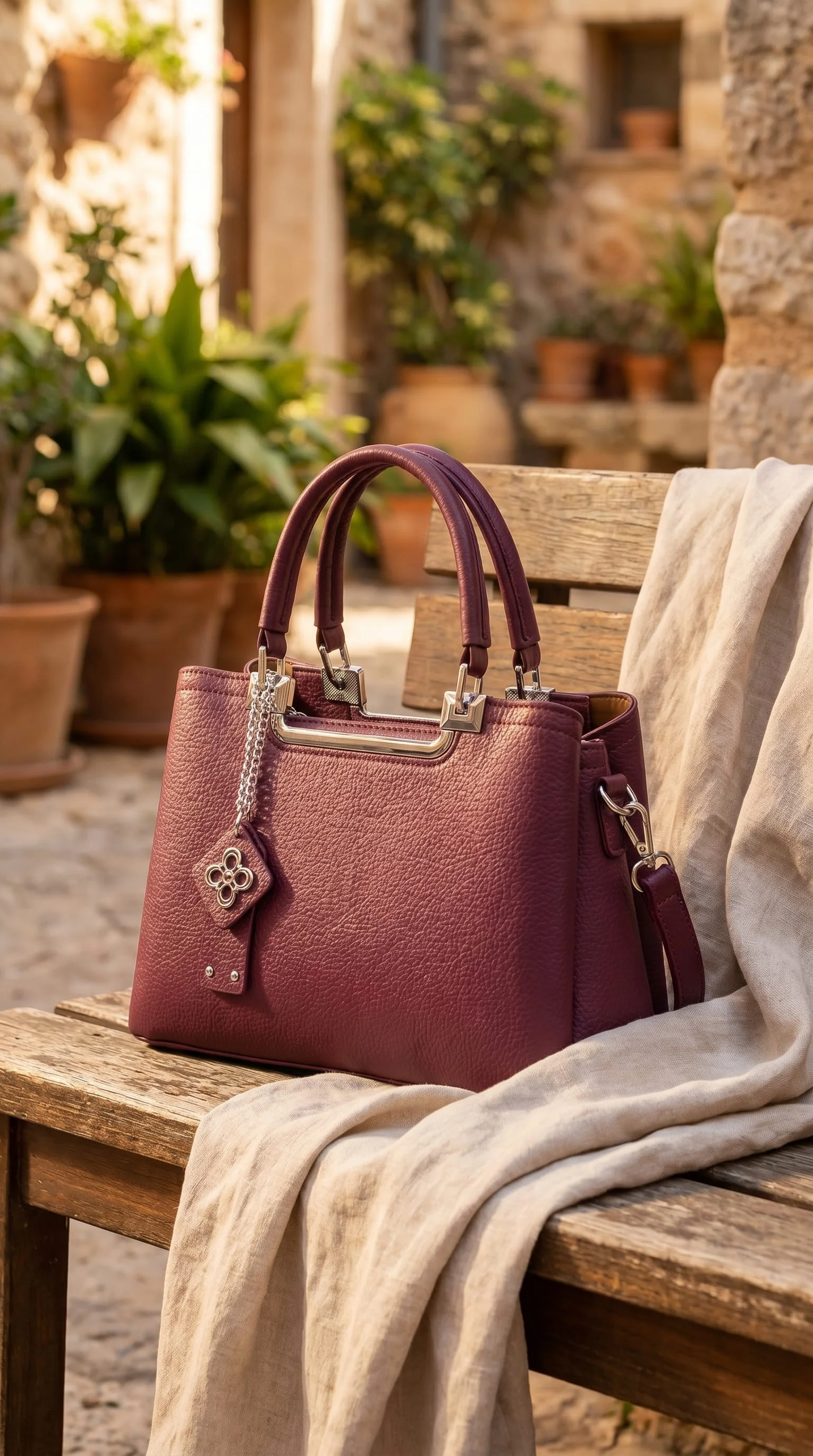 Maroon Formal Hand Bag For Ladies P36558 - Image 2