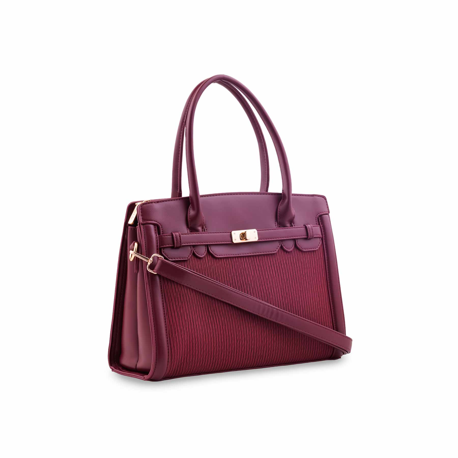 Maroon Formal Hand Bag For Ladies P36565 - Image 3