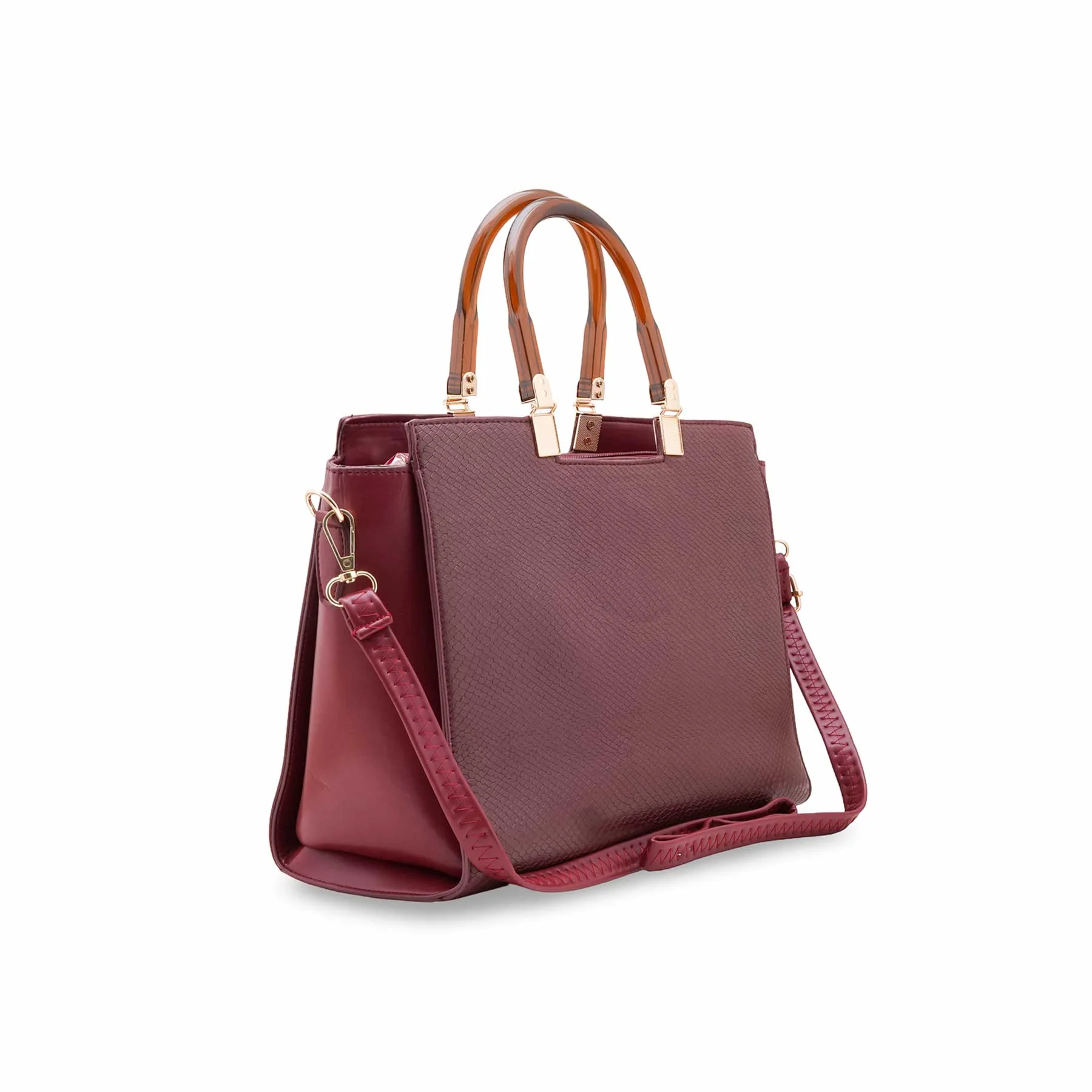 Maroon Formal Hand Bag For Women P55828 - Image 3