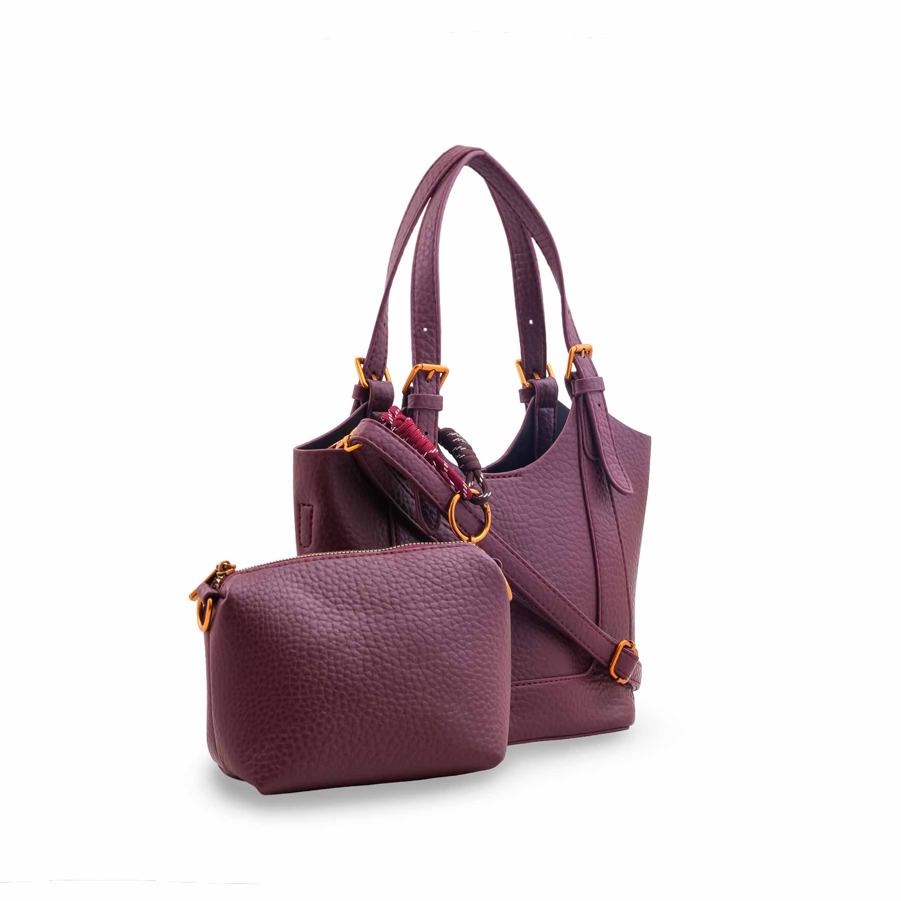 Maroon Formal Shoulder Bag For Women P36550 - Image 4