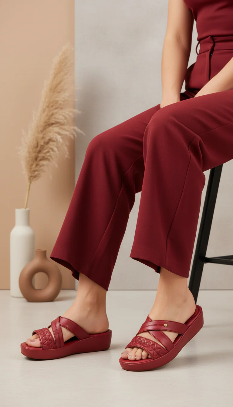 Maroon Formal Slipper For Women PU0653