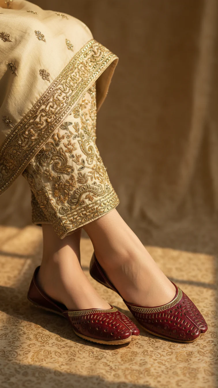 Maroon Leather Khussa For Women EC8674