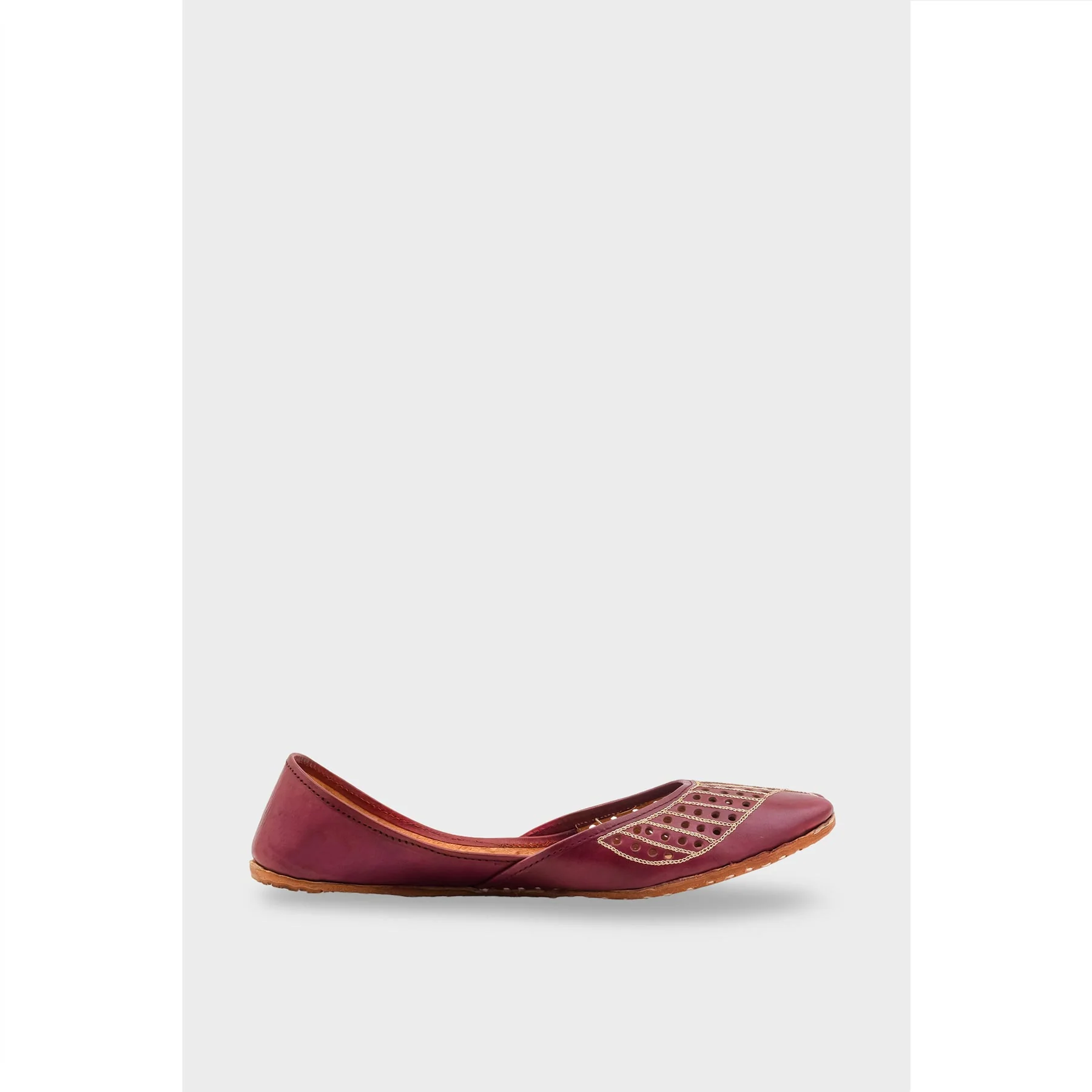 Maroon Leather Khussa For Women EC8681 - Image 2