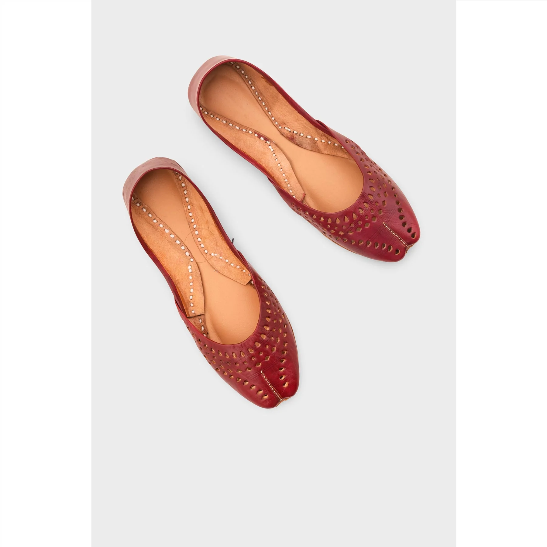 Maroon Leather Khussa For Women EC8694 - Image 5