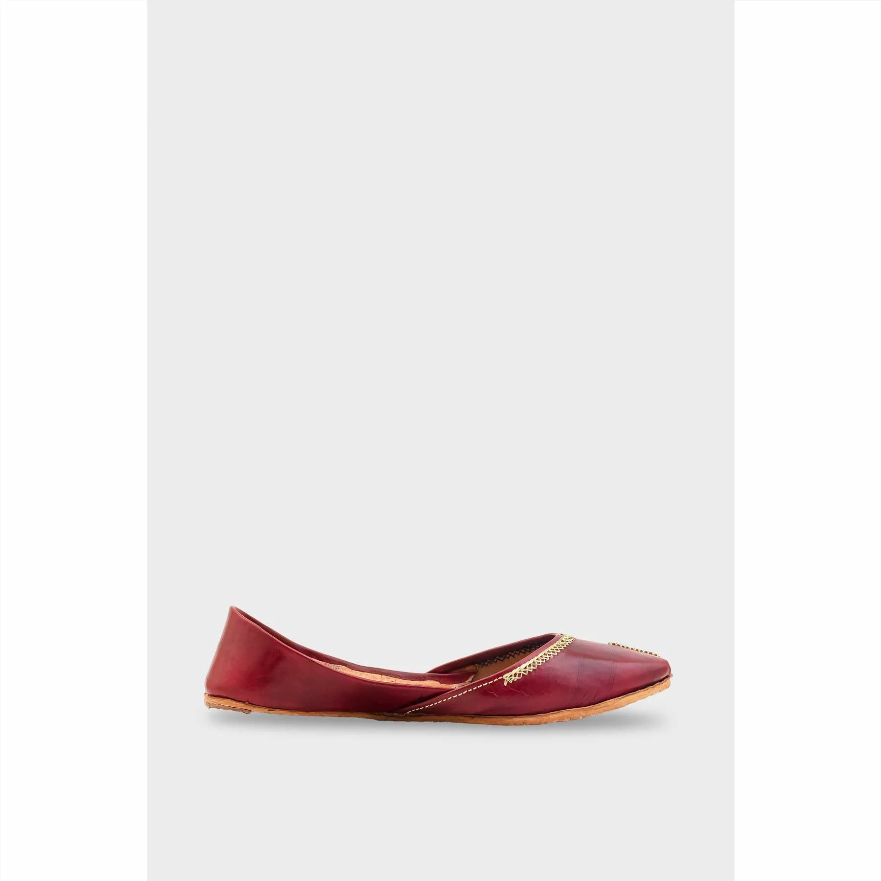 Maroon Leather Khussa For Women EC8712 - Image 2
