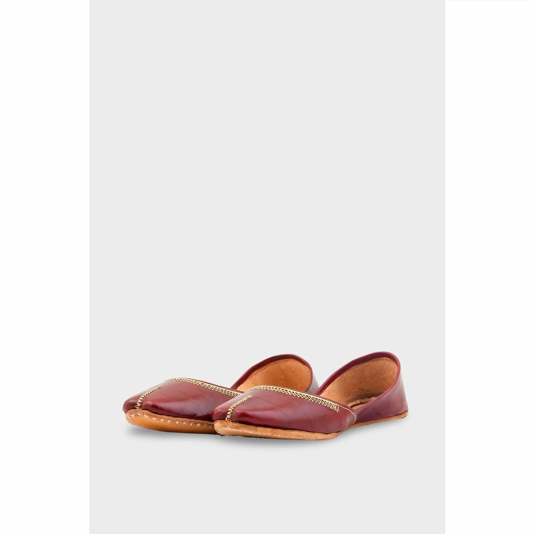 Maroon Leather Khussa For Women EC8712 - Image 3