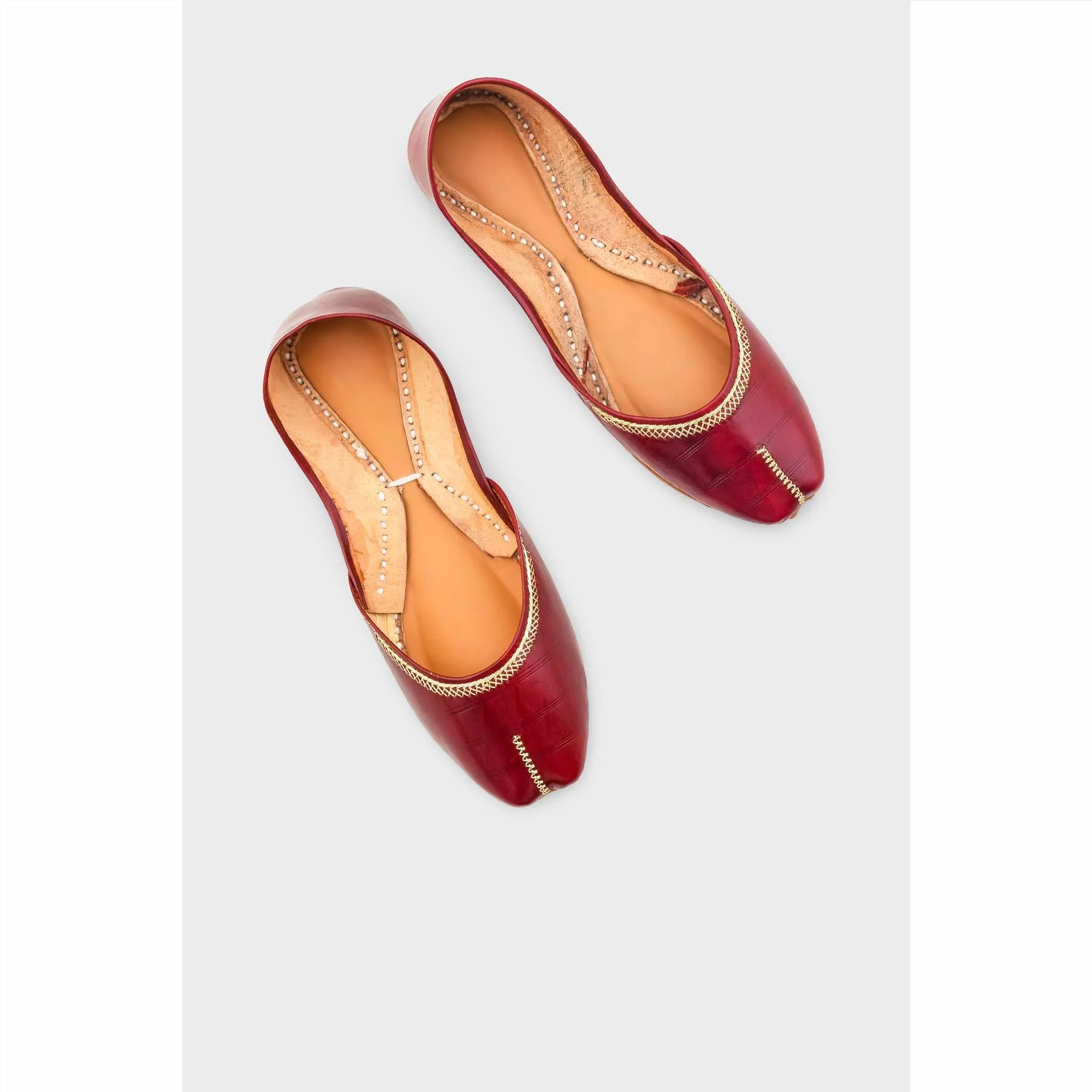 Maroon Leather Khussa For Women EC8712 - Image 5