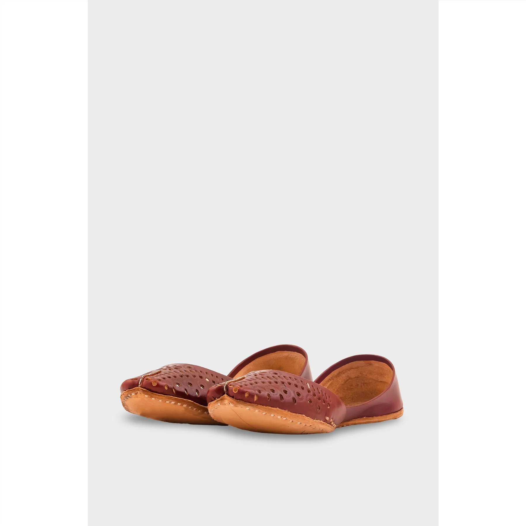 Maroon Leather Khussa For Women EC8713 - Image 3