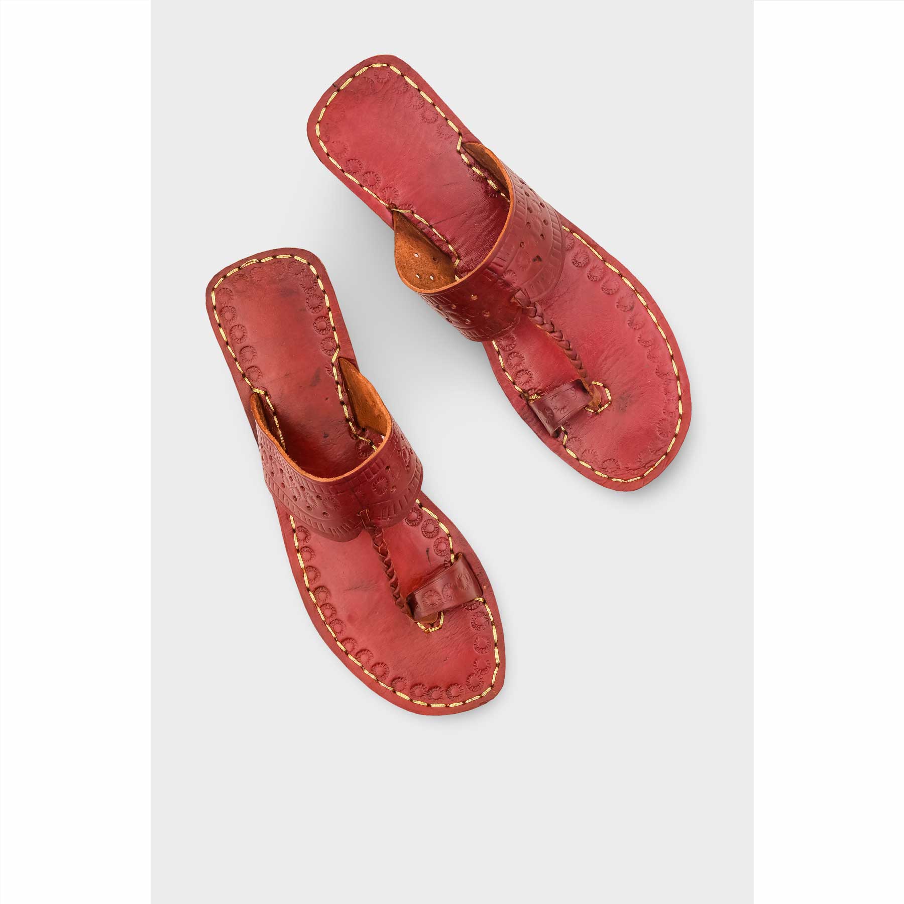 Maroon Leather Kolapori For Women EC0262 - Image 5