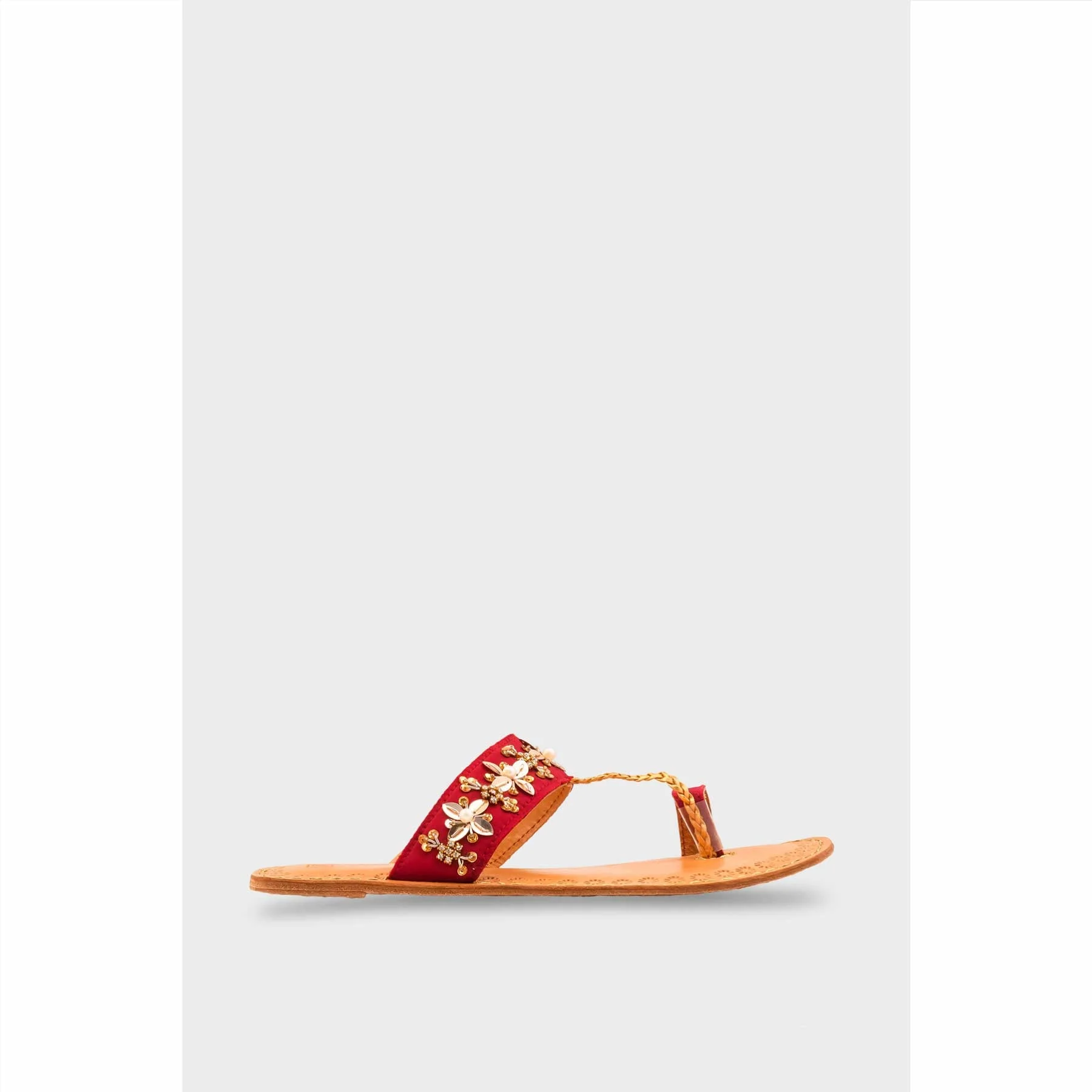 Maroon Leather Kolapori For Women EC0268 - Image 2