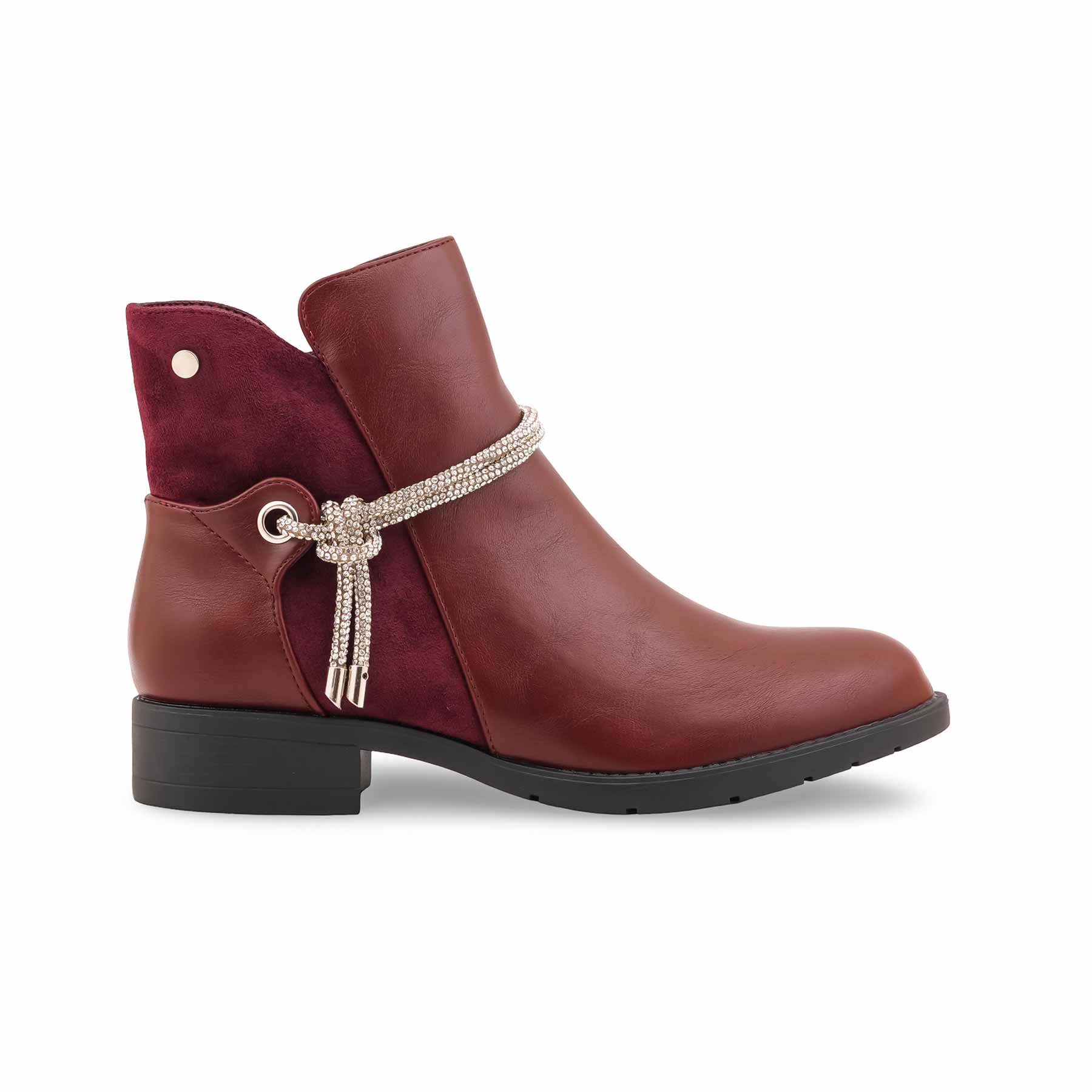 Maroon Long Shoes For Women WN9023 - Image 2