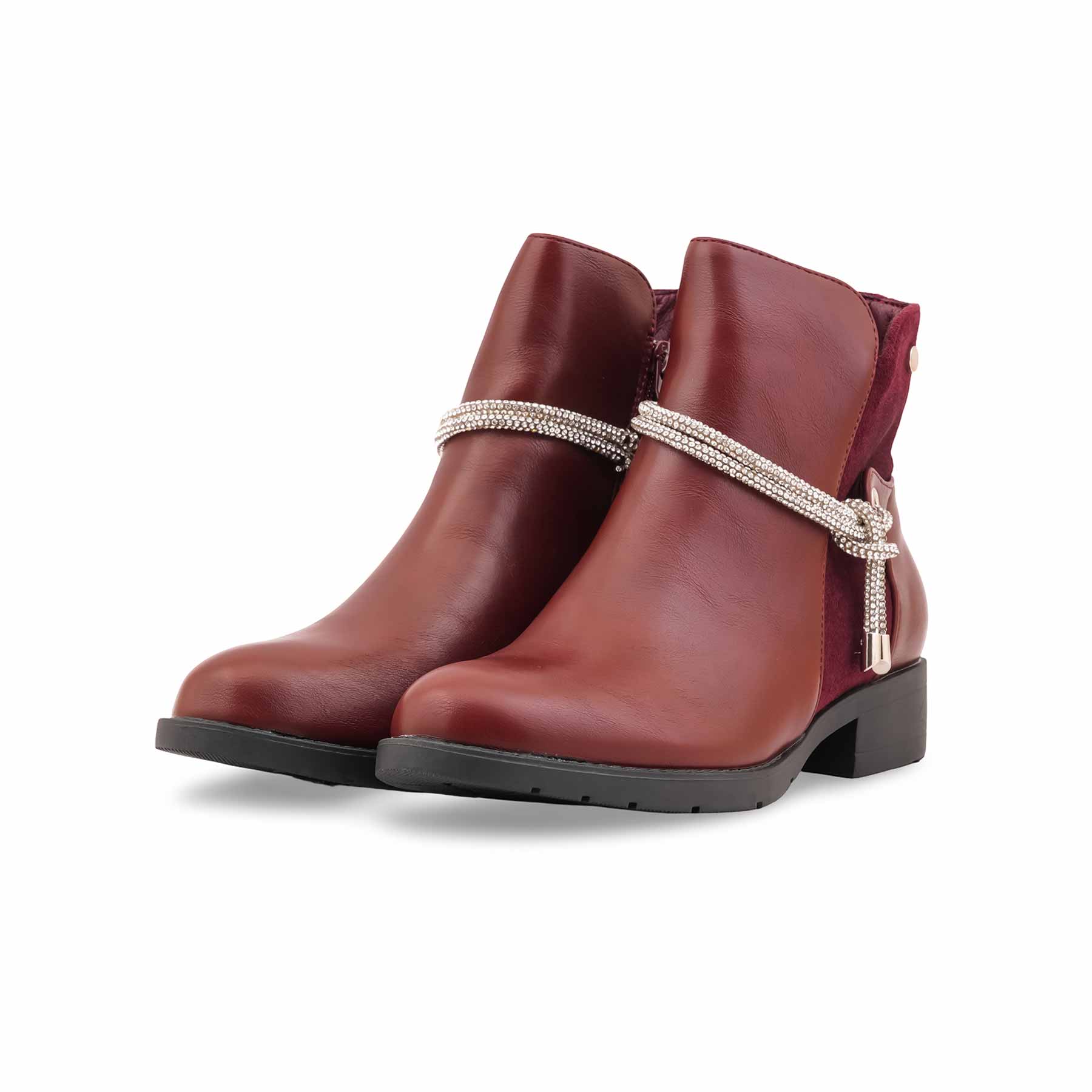 Maroon Long Shoes For Women WN9023 - Image 3