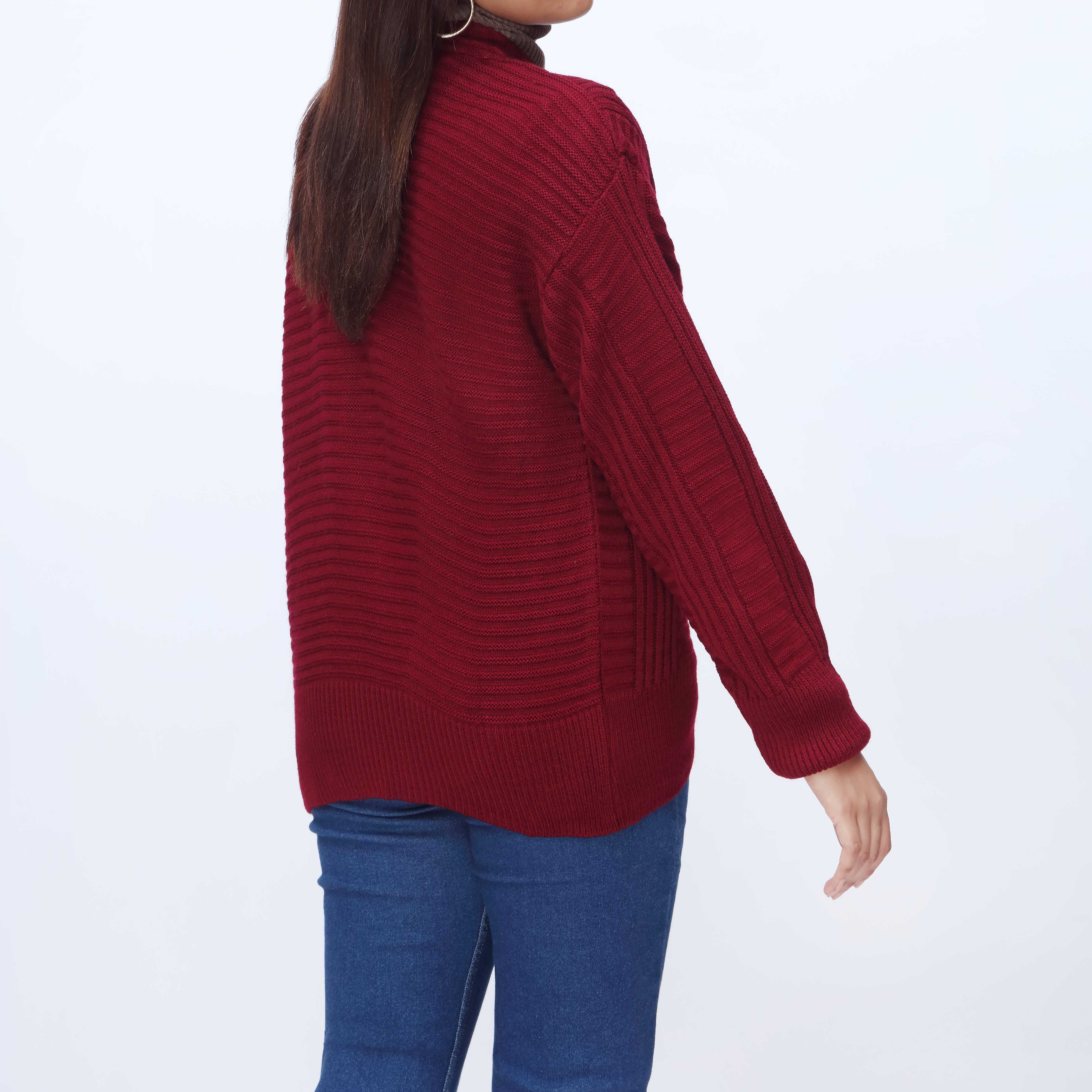 Maroon Mid Length Cardigan PW3912 - Image 3