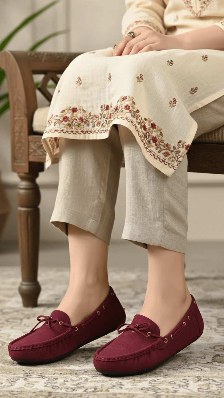 Maroon Moccasin For Ladies LWN429 - Image 2