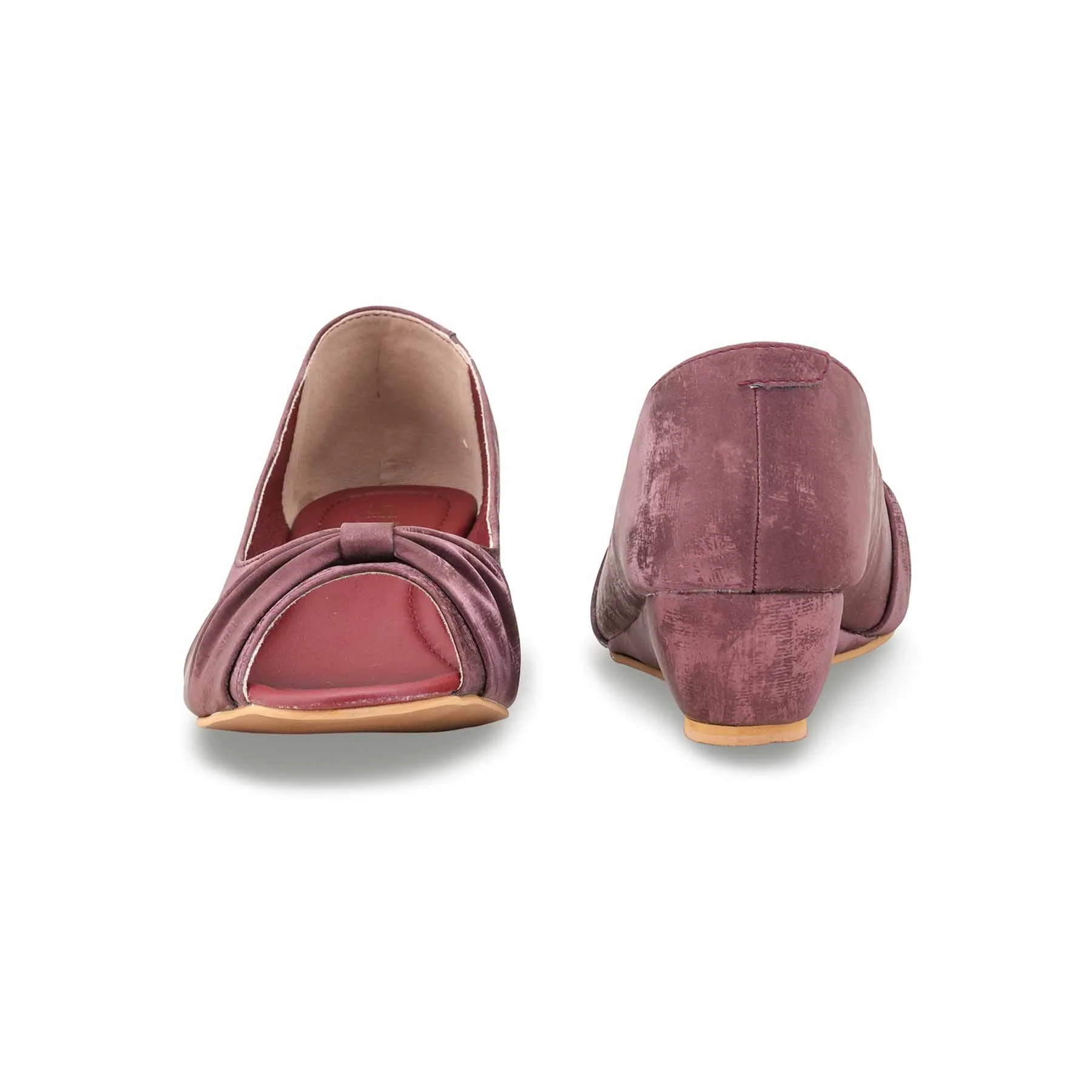 Maroon Peep Toes For Ladies WN8091 - Image 4